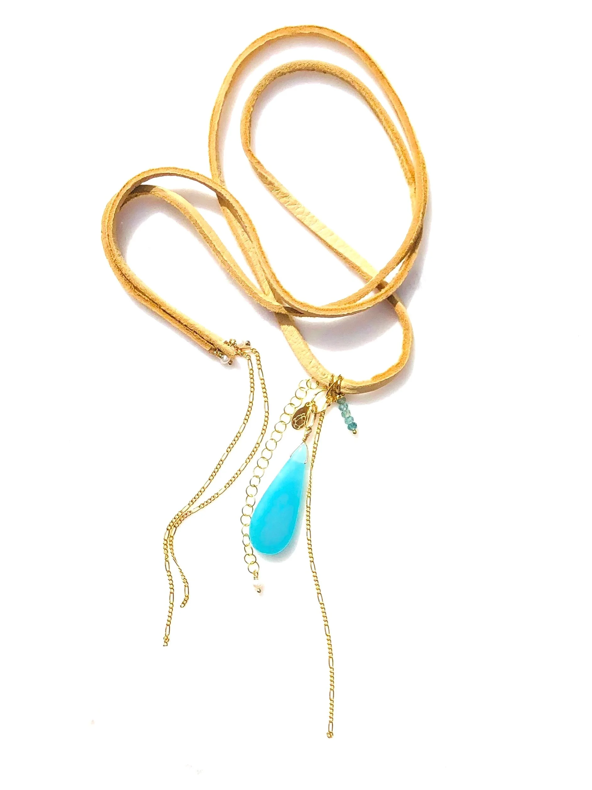 MENORCA Necklace Amazonite + Leather
