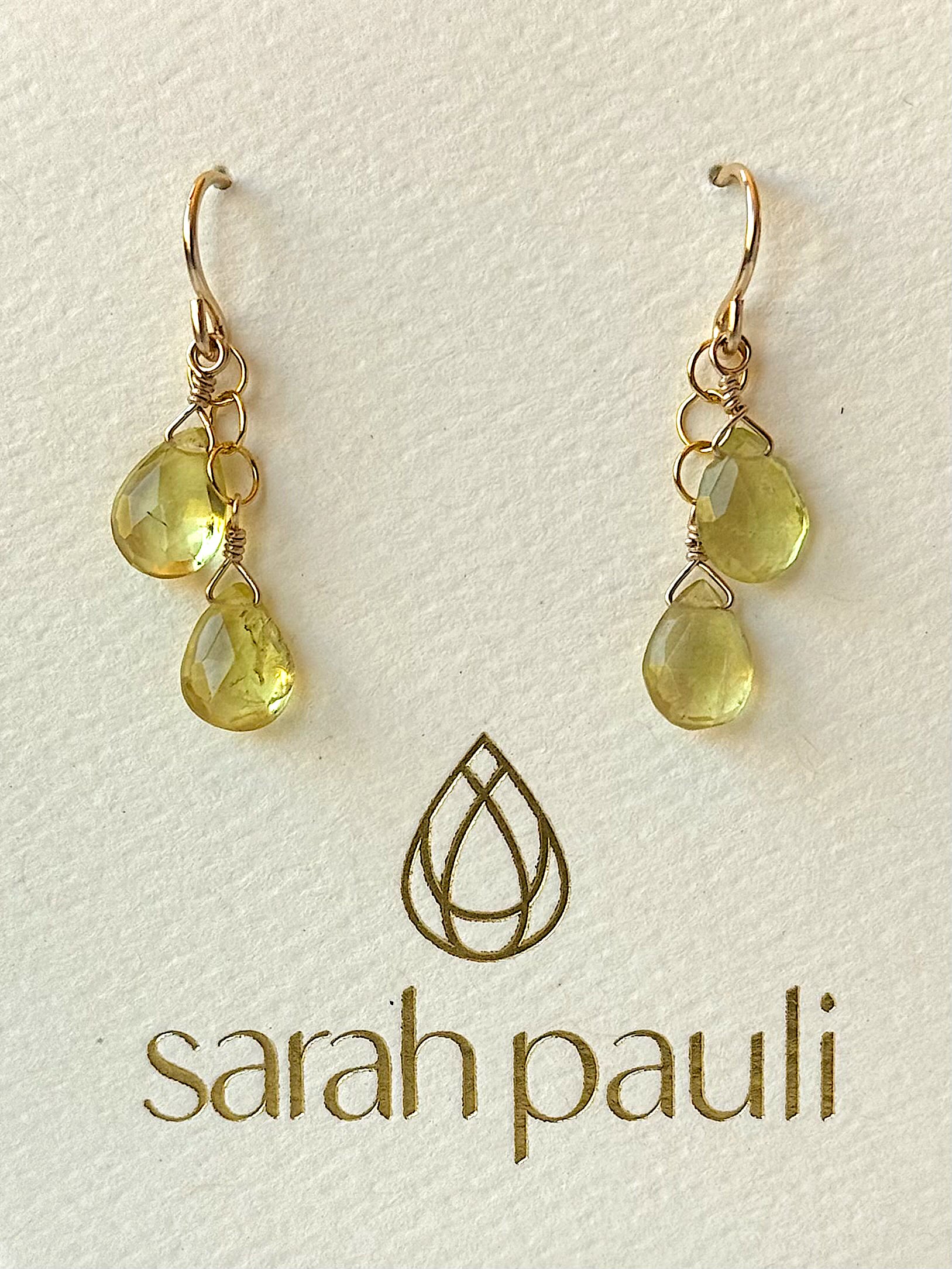 SHIMMER Double Teardrop Earrings Yellow Aquamarine