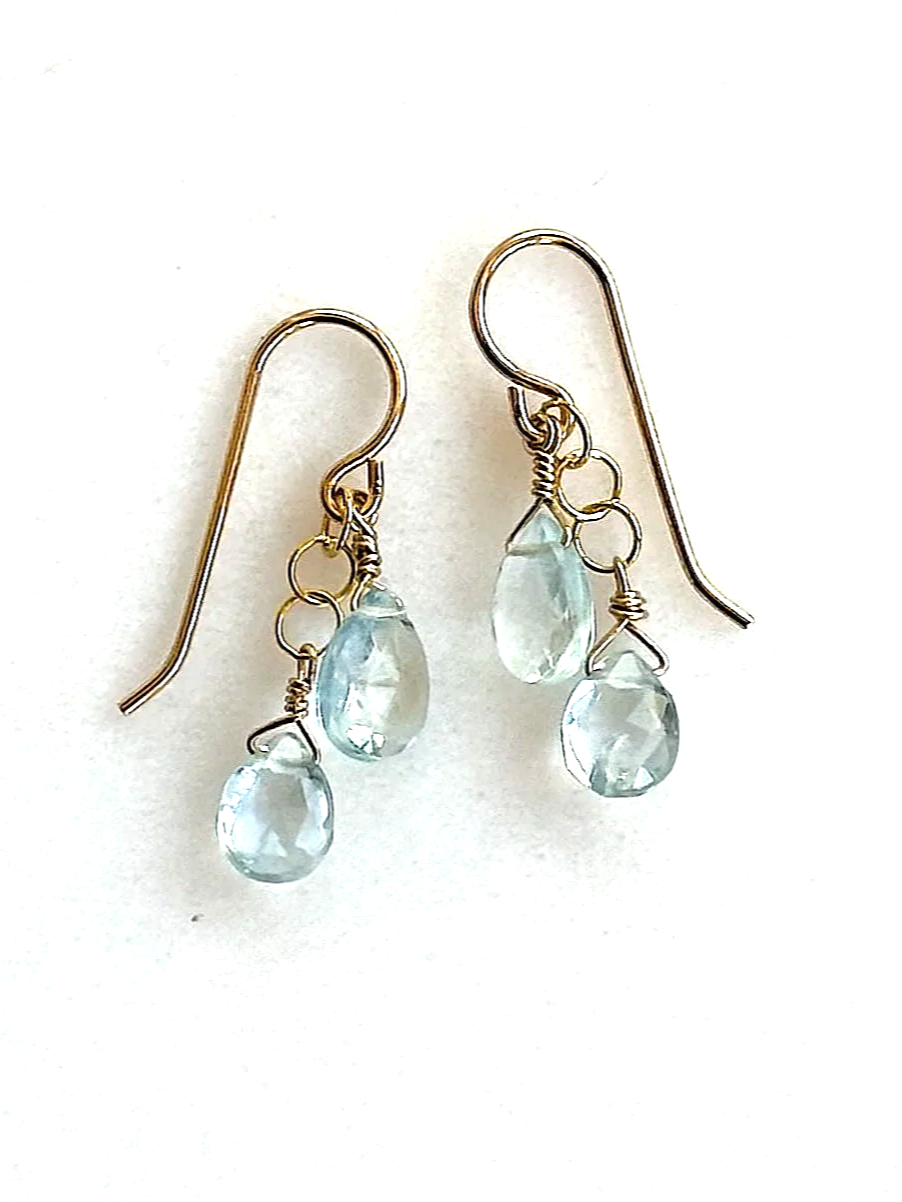 OCEAN MIST Earrings Aquamarine Double Teardrop