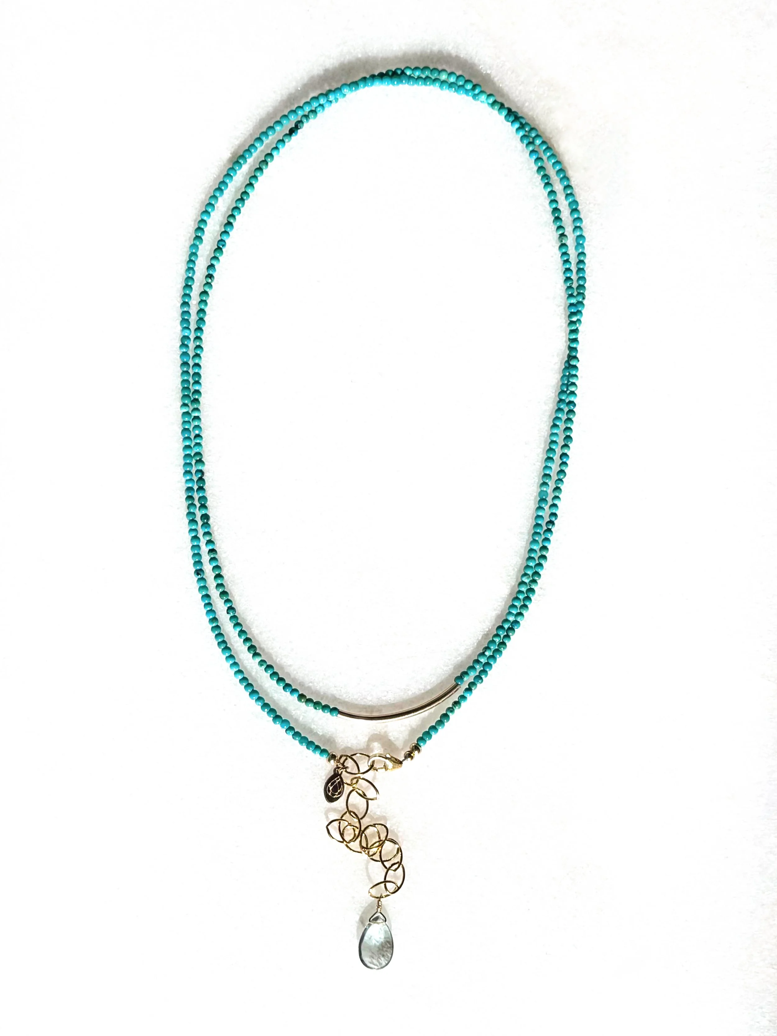 LUNA Long Double Wrap Necklace Turquoise