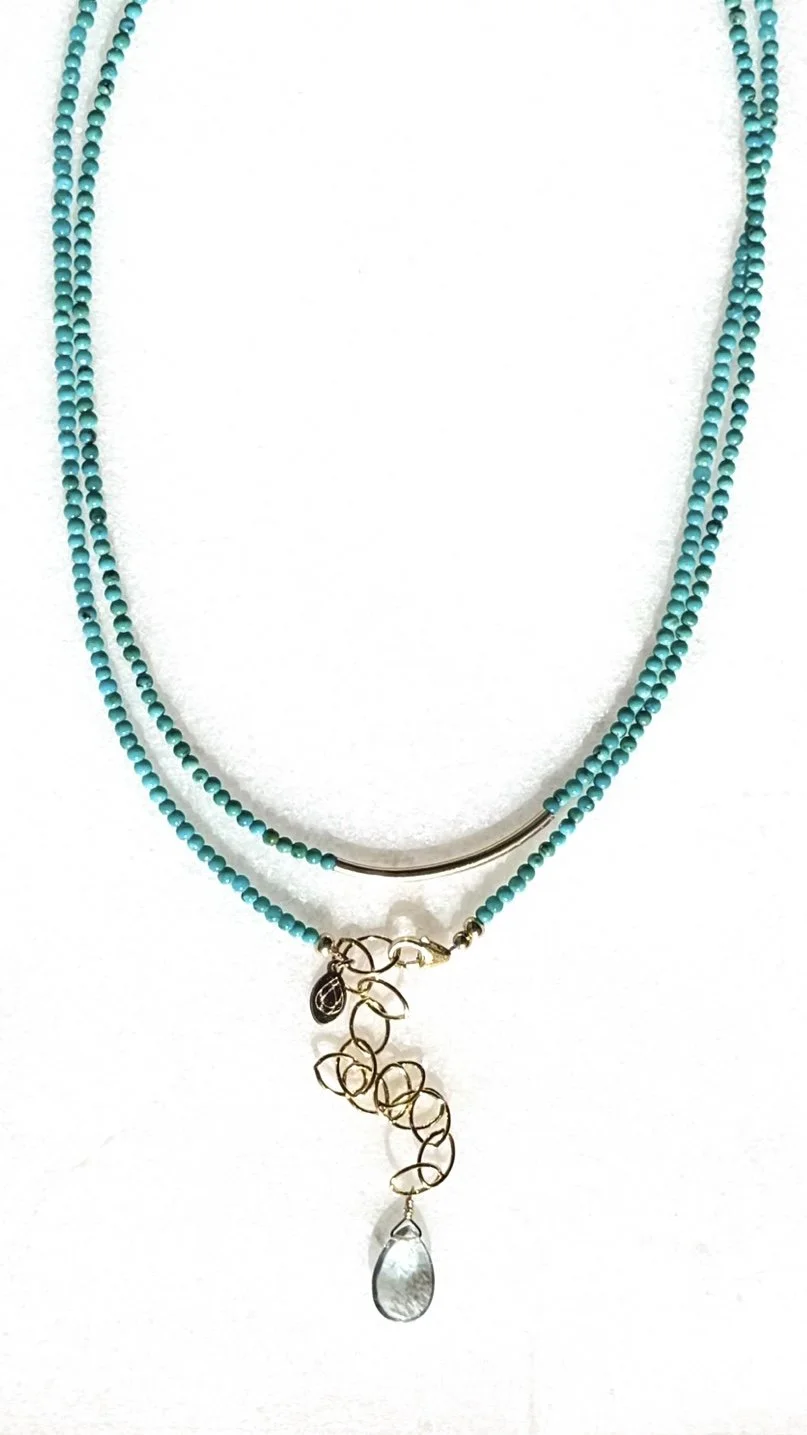 LUNA Long Double Wrap Necklace Turquoise