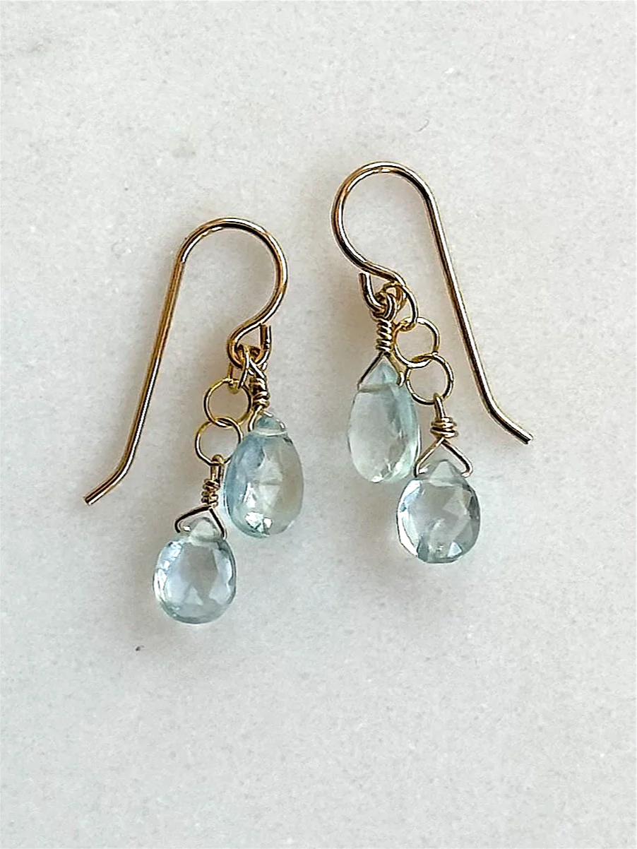 OCEAN MIST Earrings Aquamarine Double Teardrop
