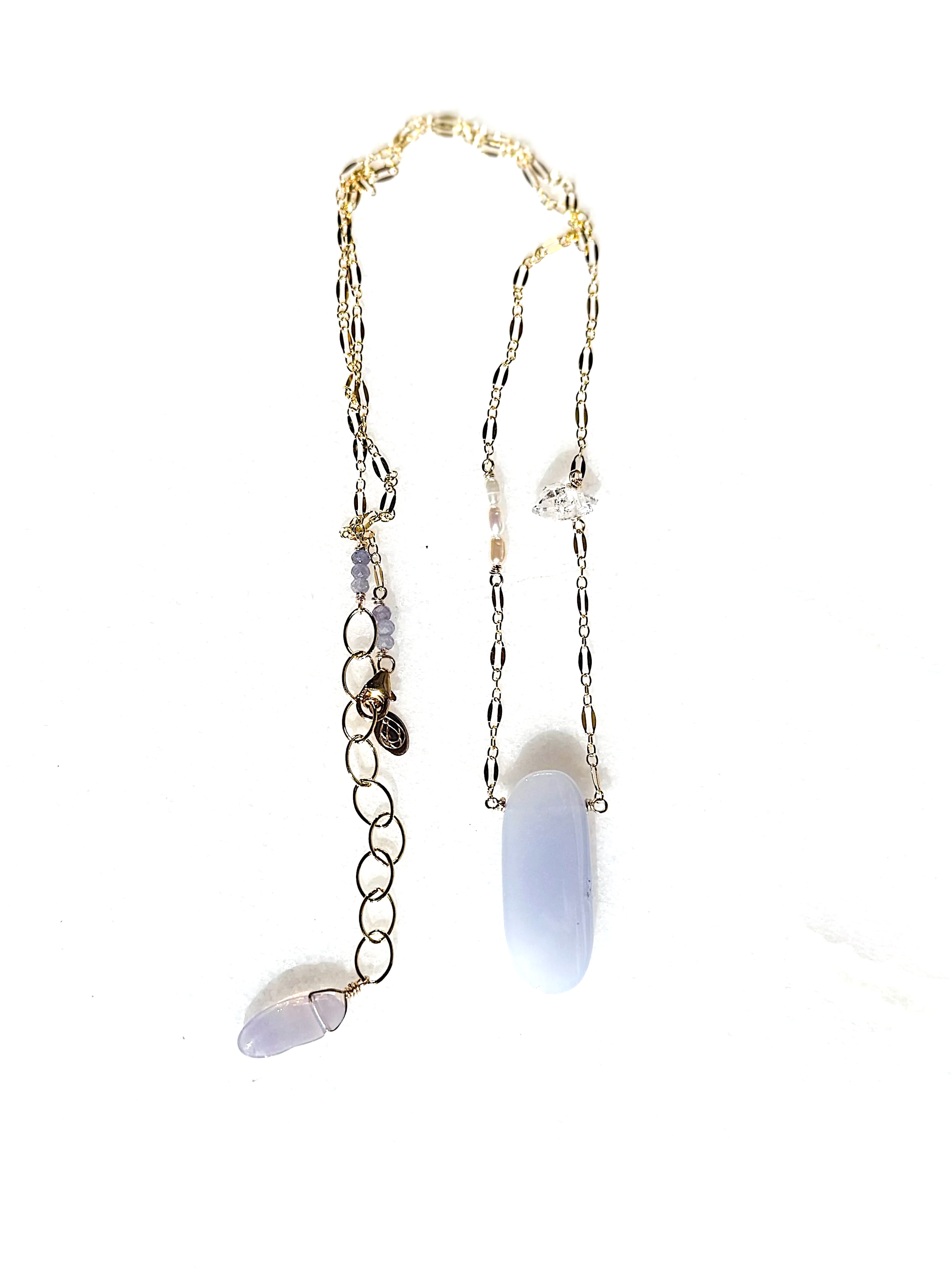 MOON FLOWER Necklace Blue Chalcedony