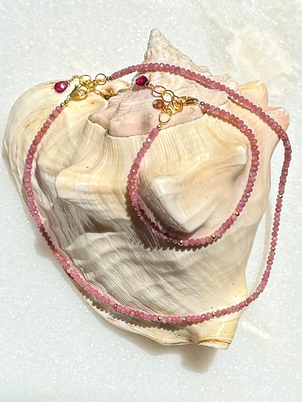 ISLAND GIRL BOUGAINVILLEA Necklace and Bracelet Pink Tourmaline