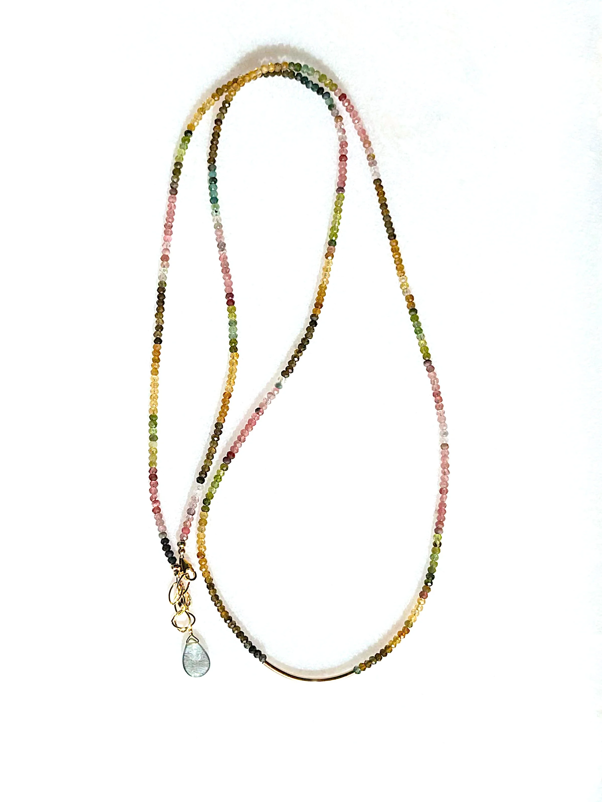 LUNA Long Double Wrap Necklace Watermelon Tourmaline