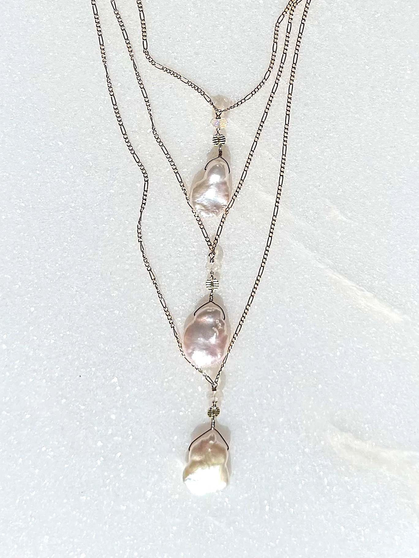 VANILLA ORCHID Necklace Keishi Pearl + Opal