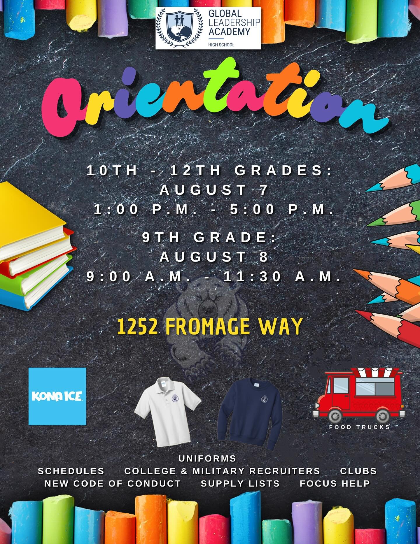 Coming up ✏️📝 Students and families can stop by at any time listed above to prepare for the 2025-2026 school year