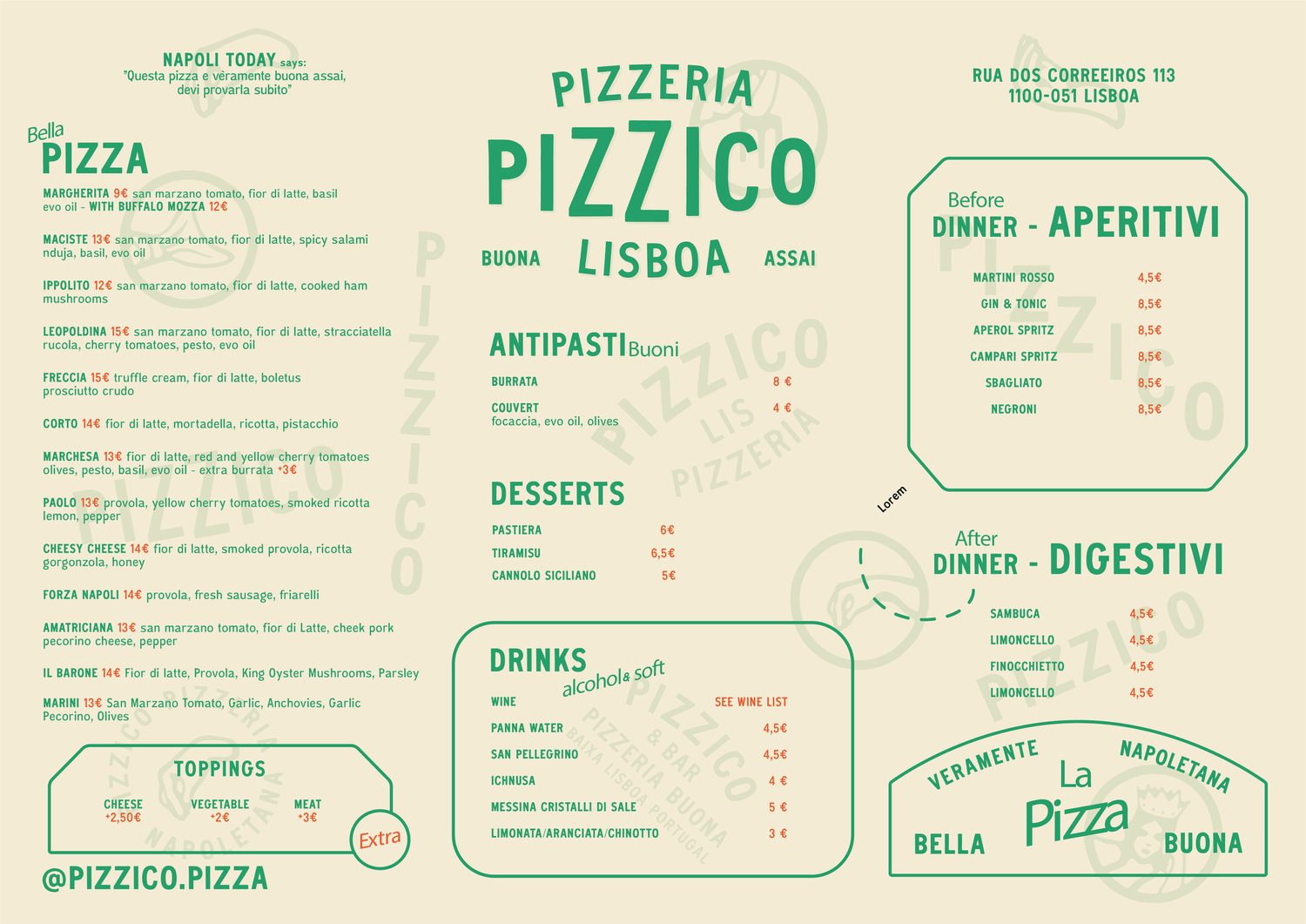 Menu — Pizzico