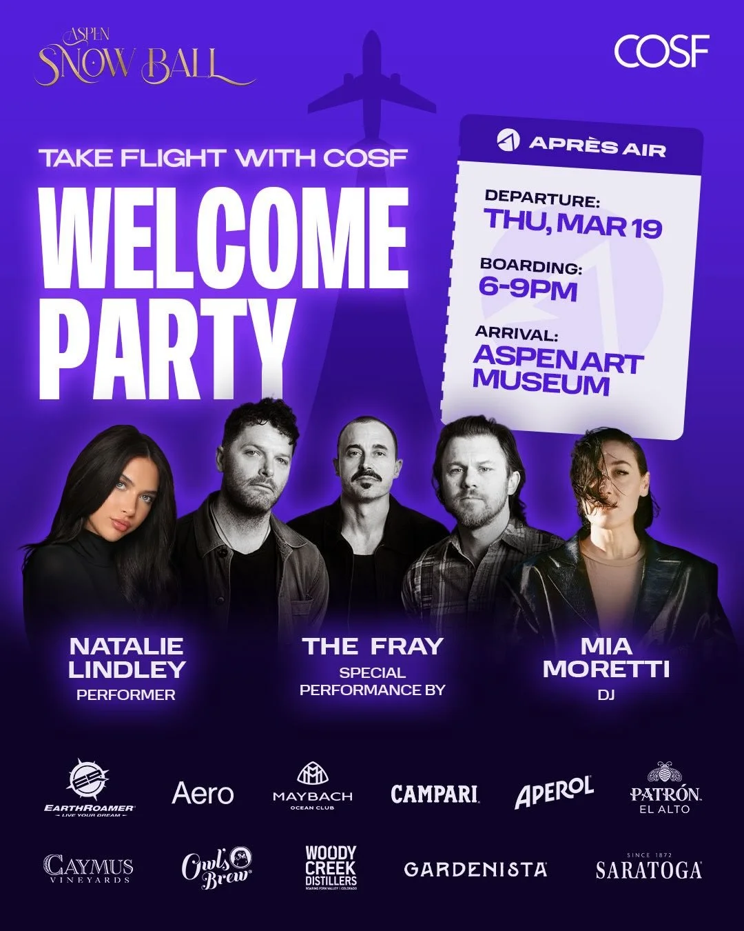 Aspen Snow Ball Weekend 2026 KICKS OFF tomorrow!

Take Flight with COSF&rsquo;s Official Kick-Off Welcome Party at the @aspenartmuseum where art, style, and celebration come together to start an unforgettable weekend ✈️🥂

Don&rsquo;t miss a special 