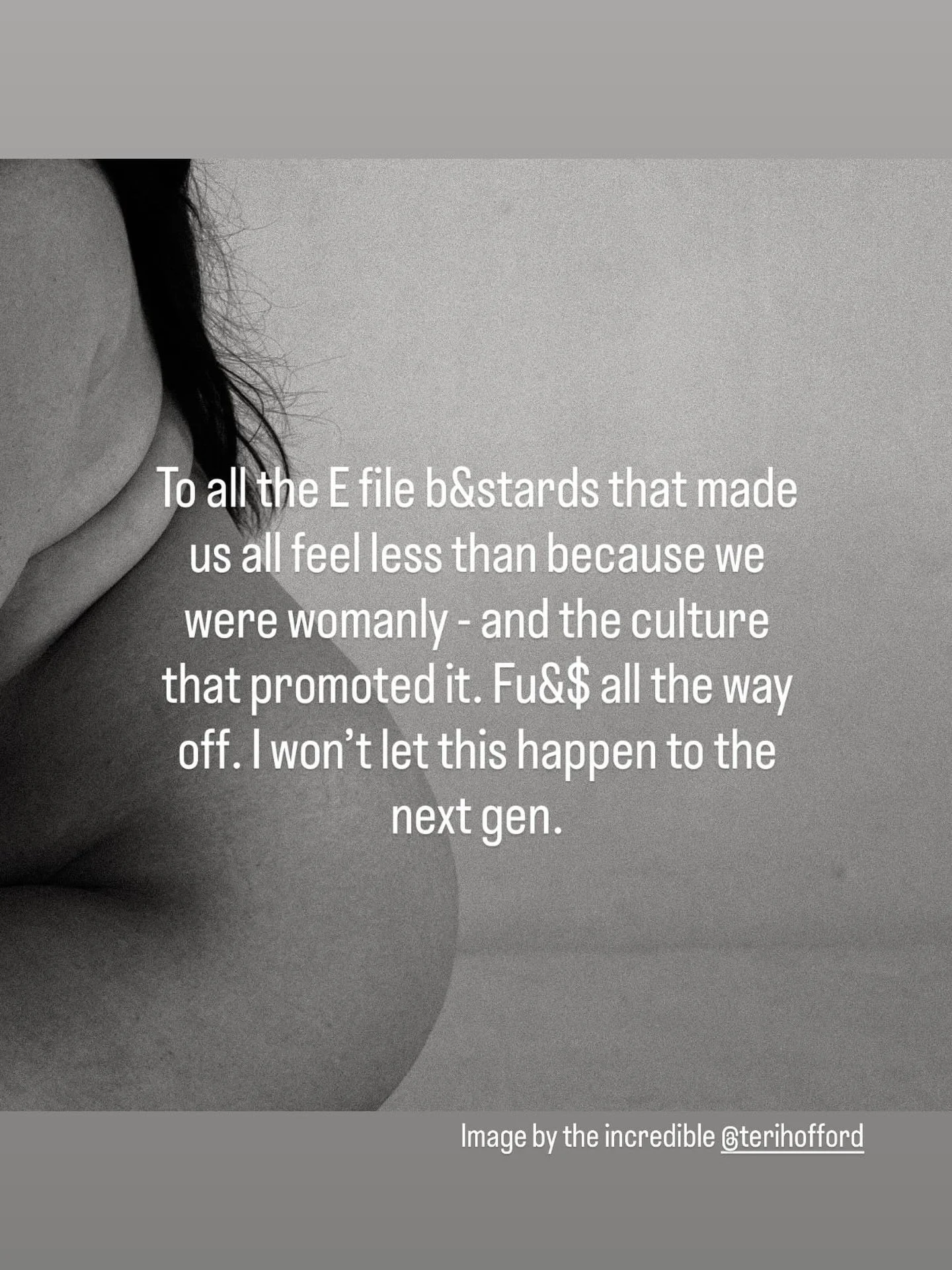 No words- only rage and action. Fill the cauldron. The curves will come out bc we won&rsquo;t be shamed any longer. #rage photo by the incomparable @terihofford