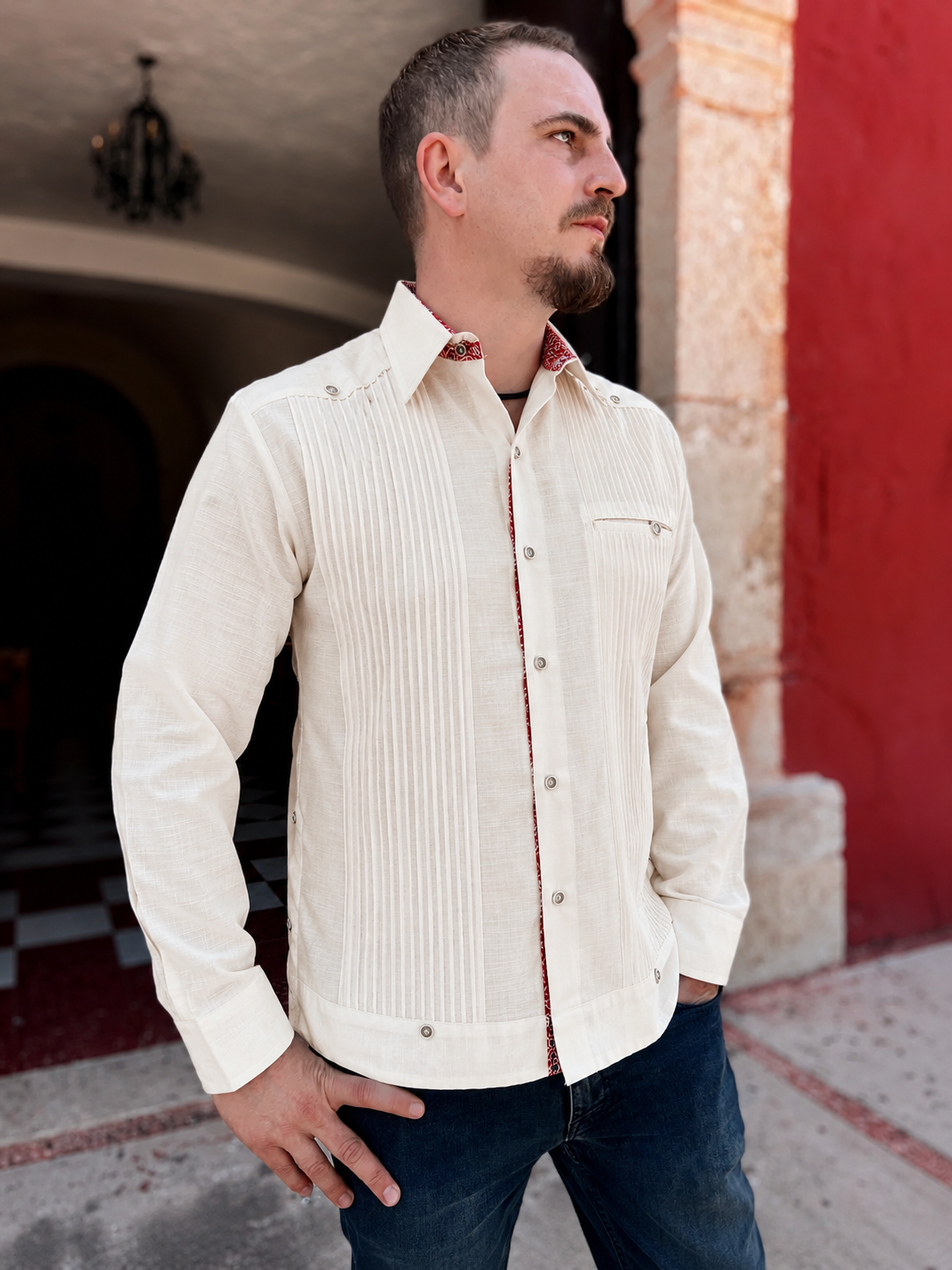 GUAYABERA MARFIL DE LINO