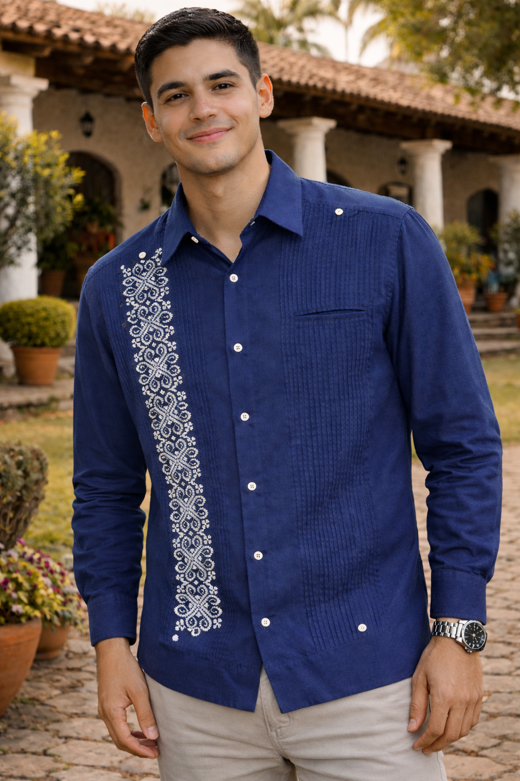 GUAYABERA XIBALBA AZUL MARINO