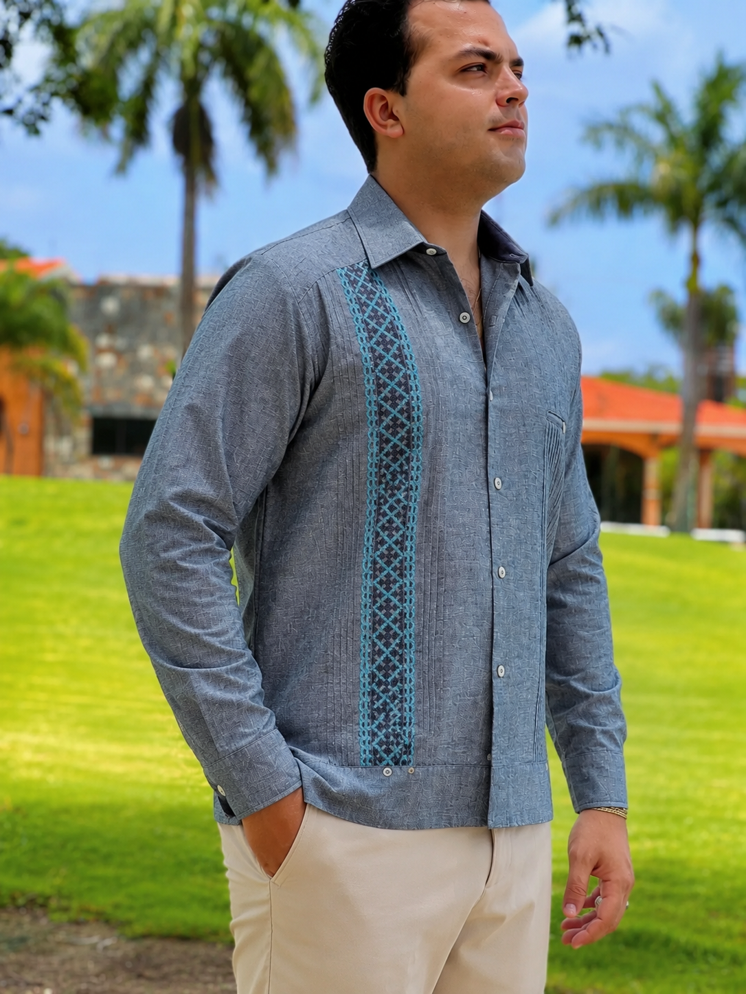 GUAYABERA SOMOS NOVIOS AZUL