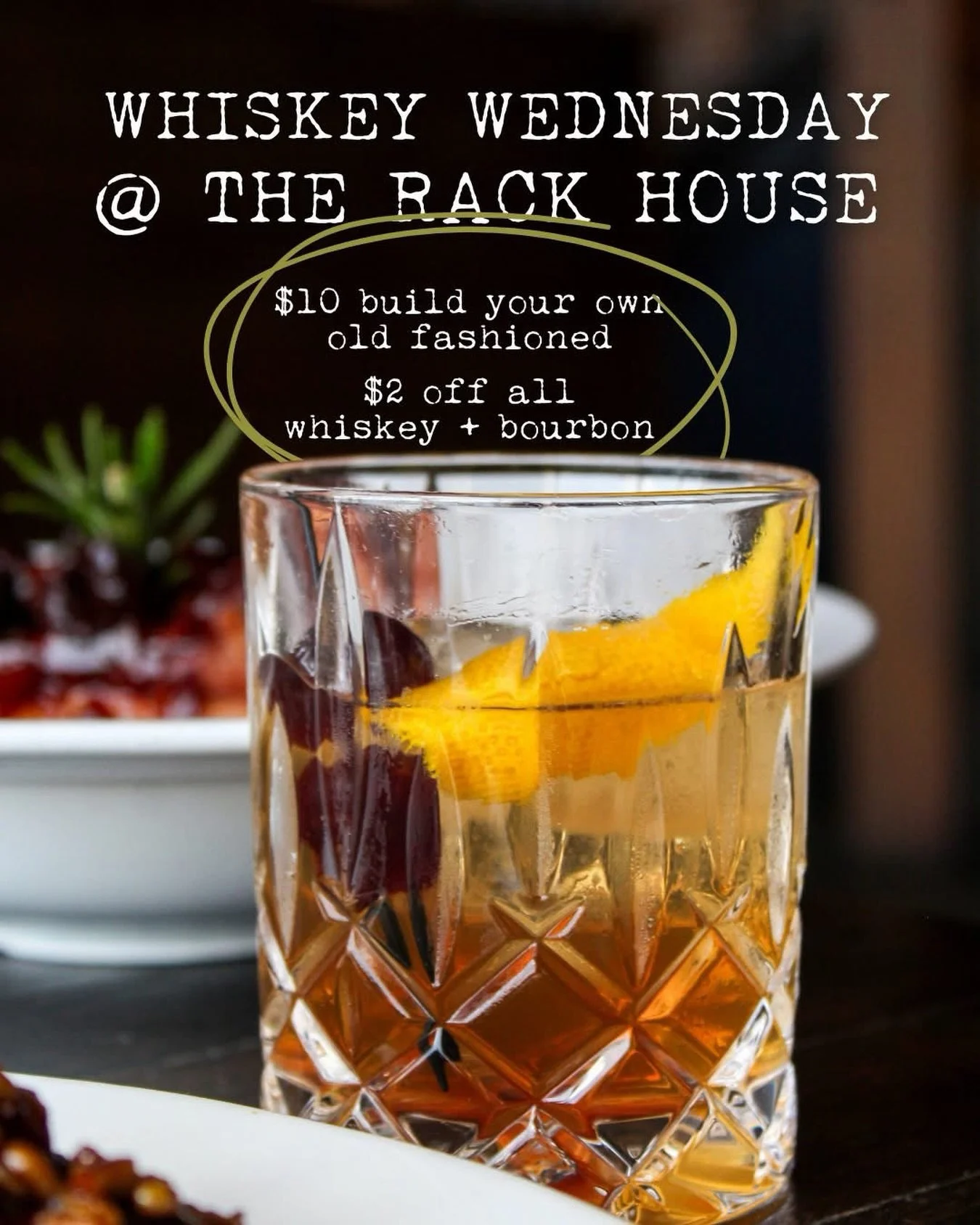 On Wednesdays, we drink whiskey. 🥃

$10 build your own old fashioneds and $2 off all whiskey &amp; bourbons ALL DAY!