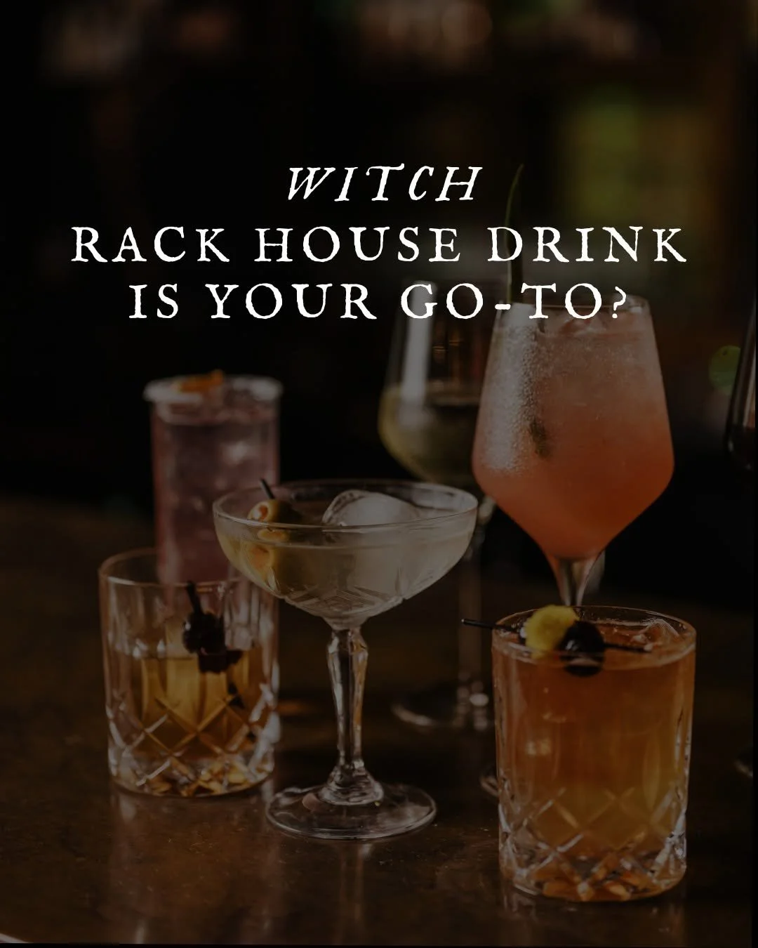 Pick your potion... 𝘸𝘪𝘵𝘤𝘩 Rack House drink is your favorite? 🧙&zwj;♀️🥃
