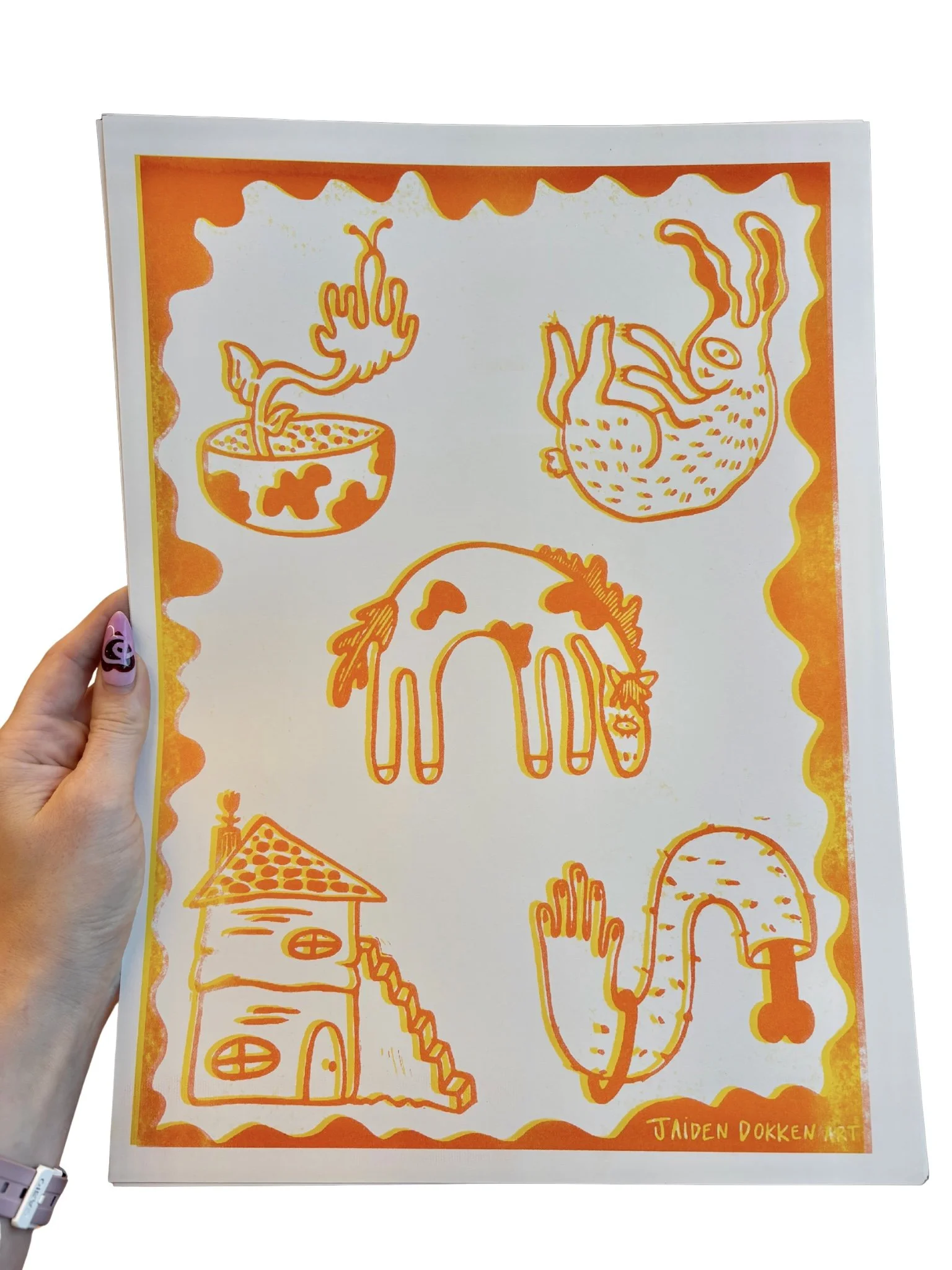 Reaching For You Flashsheet Risograph Print
