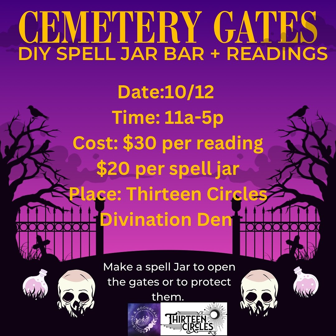 Tomorrow we&rsquo;ll be at @thirteencirclesshop for Walk-in DIY Spell Jars ($20) and Readings ($30). No appointment needed!

#phillywitches #pawitches #conshohocken #conshohockenpa #conshy #seasonofthewitch #spookyseason #octoberfun #montcopa #montco
