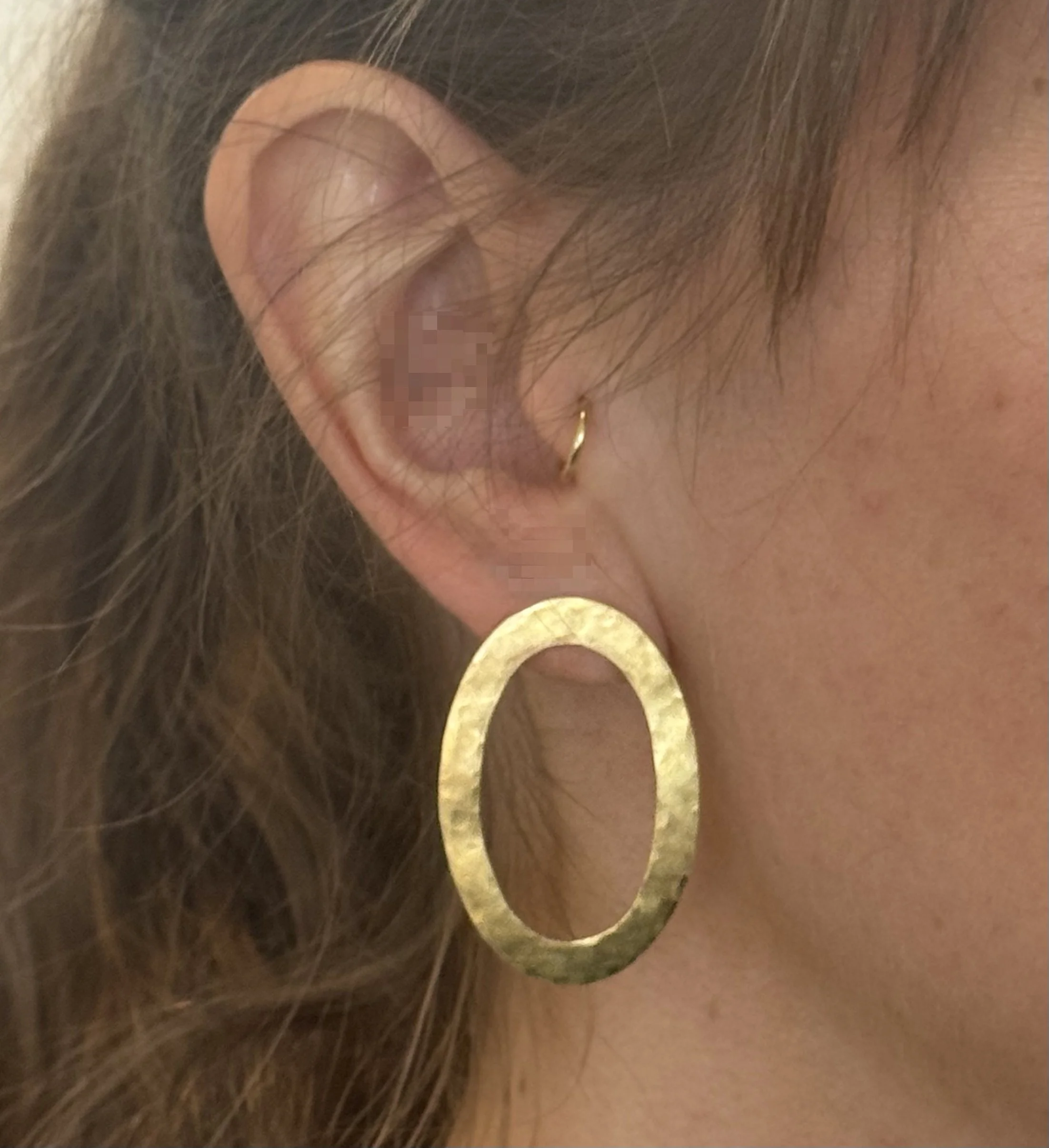 Hammered Oval Cut-Out Stud Earrings