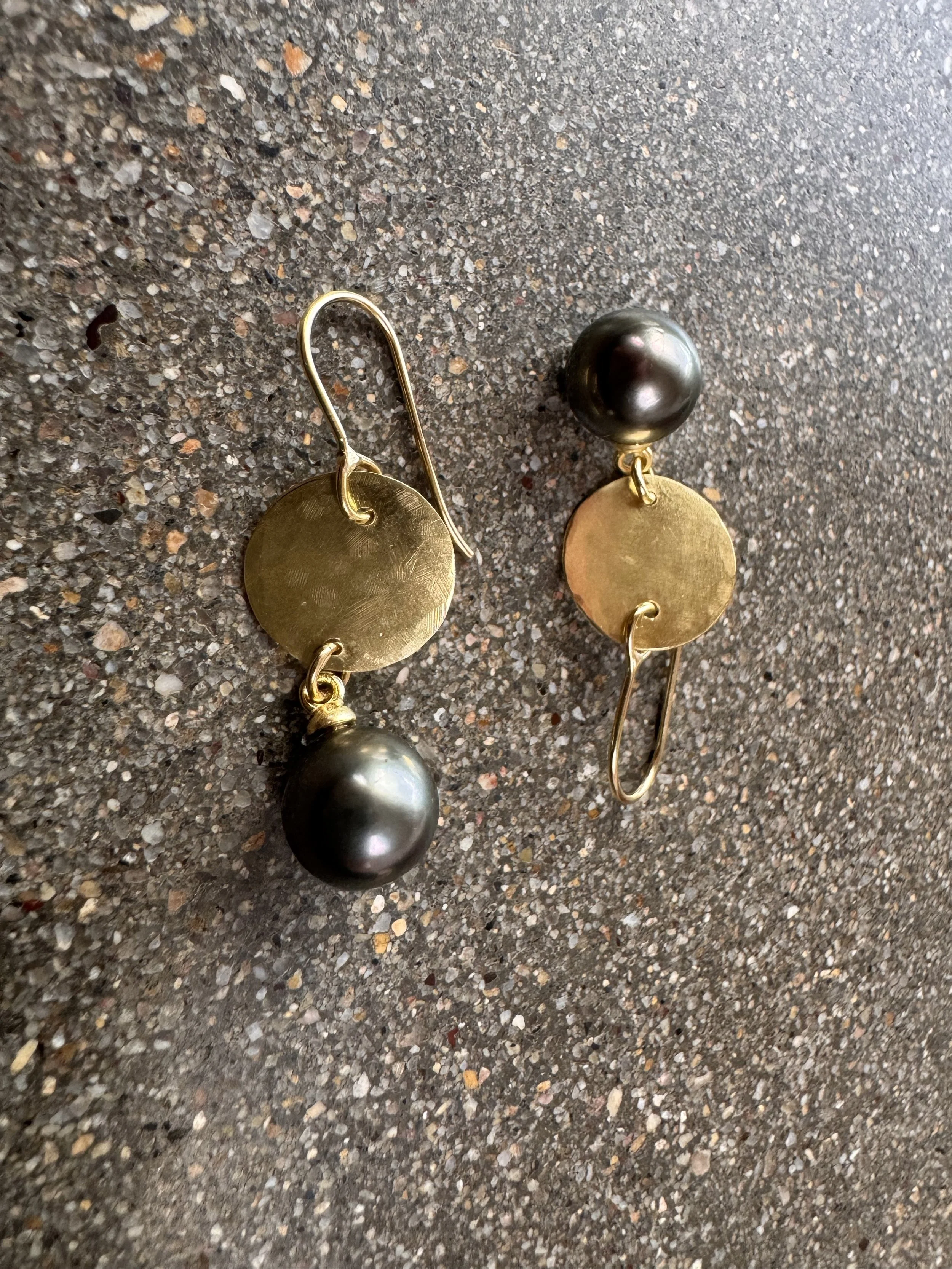 Grey Tahitian Pearl Dangle Earrings