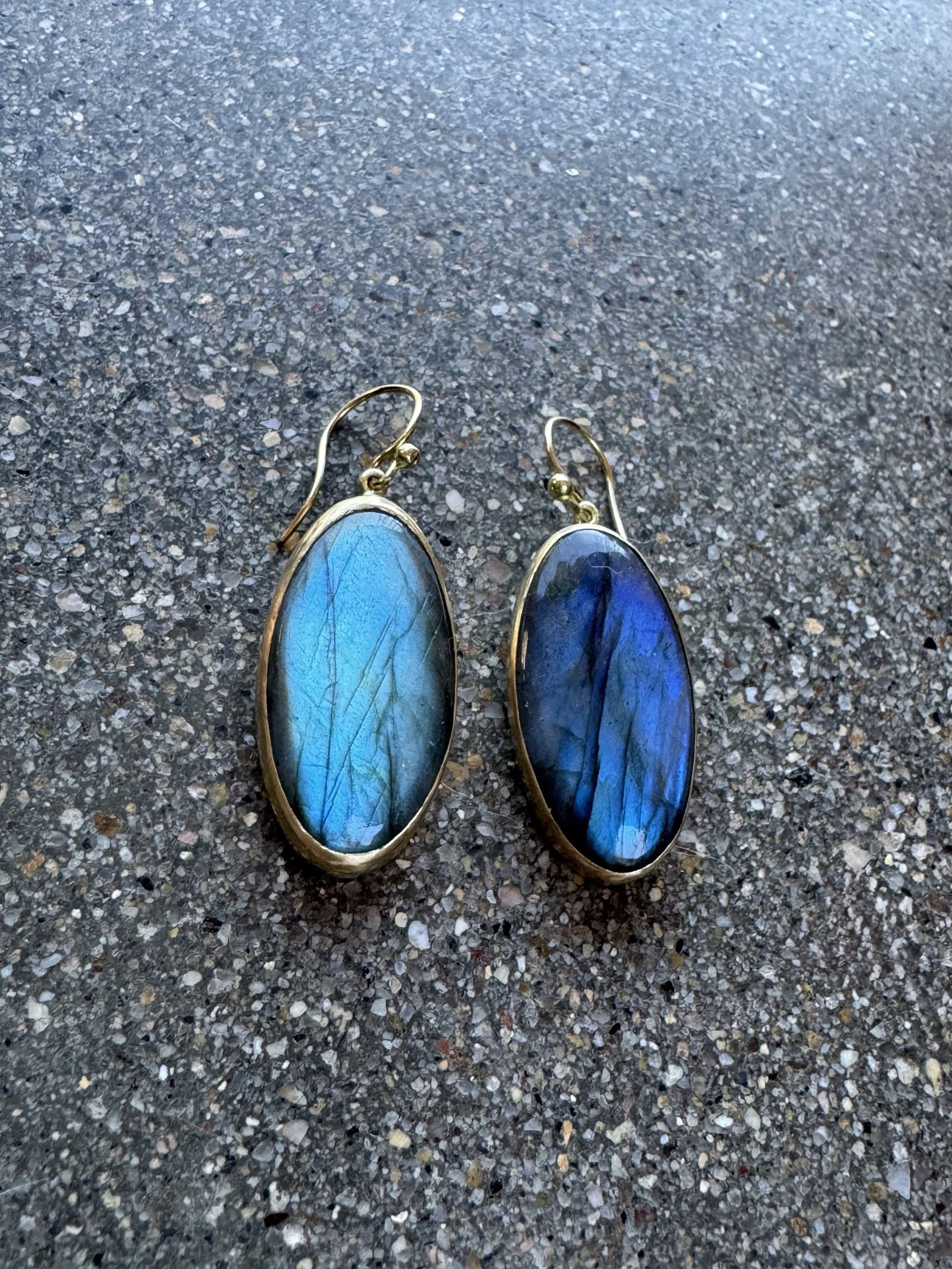 Labradorite Oval Cabochon Earrings