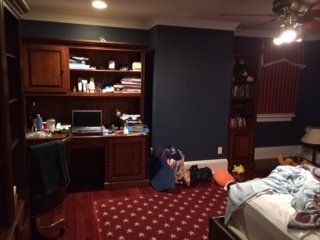 existing photos of a dark boys bedroom before a total home makeover