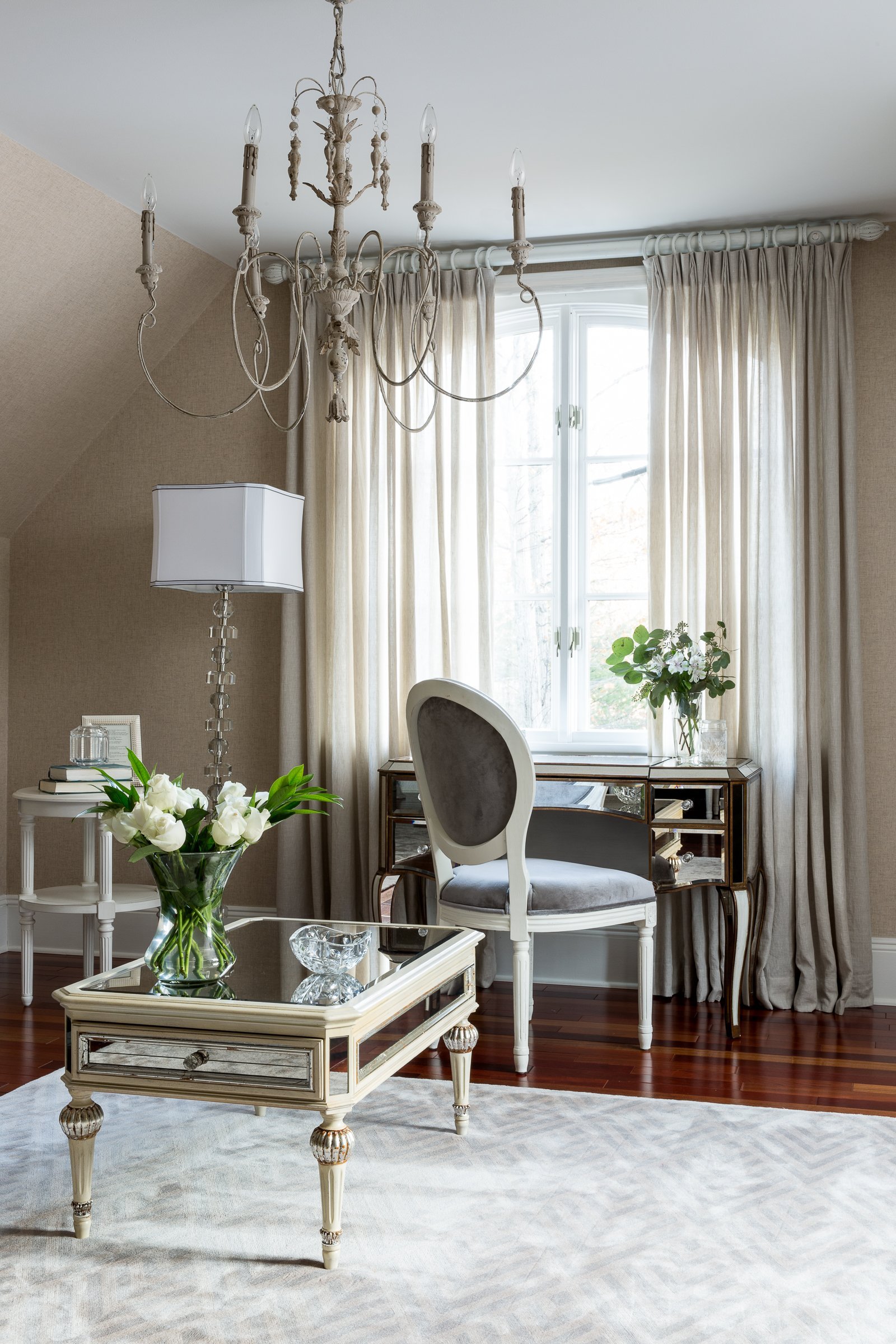 elegant vanity table in window area by KNOF design
