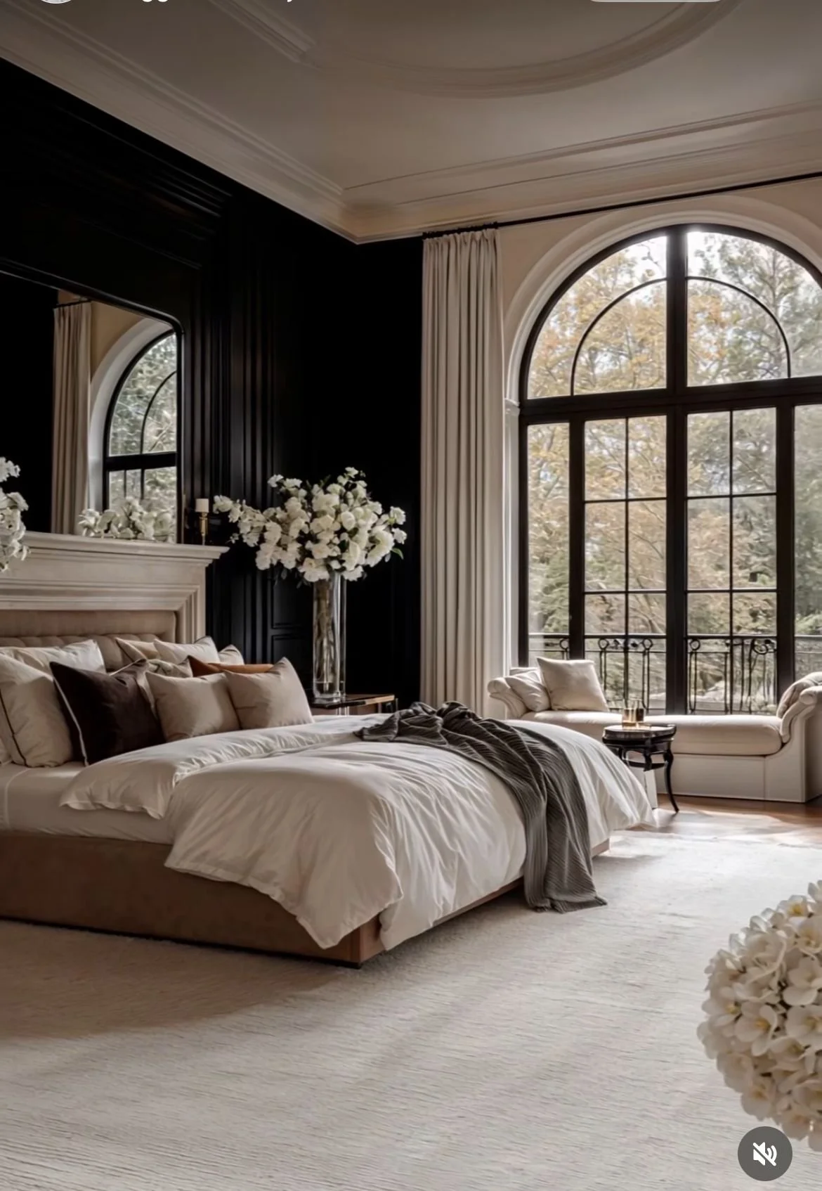 Grand Luxury Master Bedroom with Arched Windows