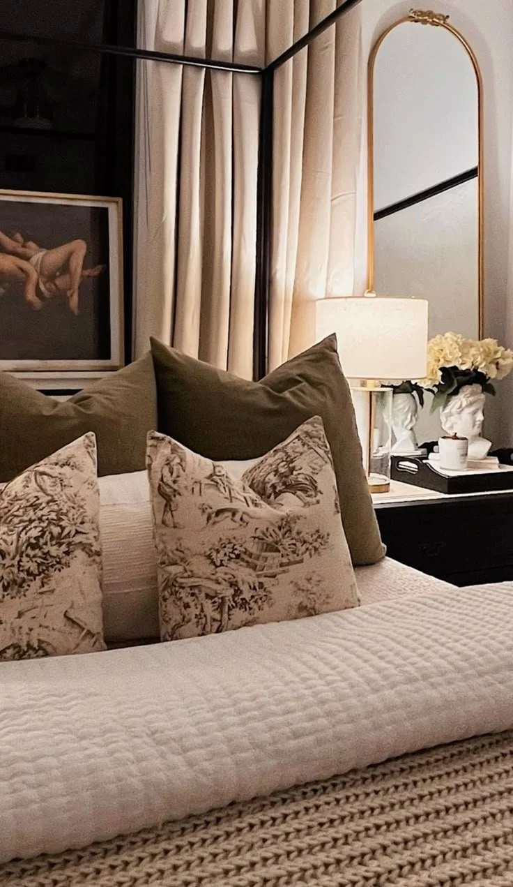 Layered Luxury Bedding with Decorative Pillows