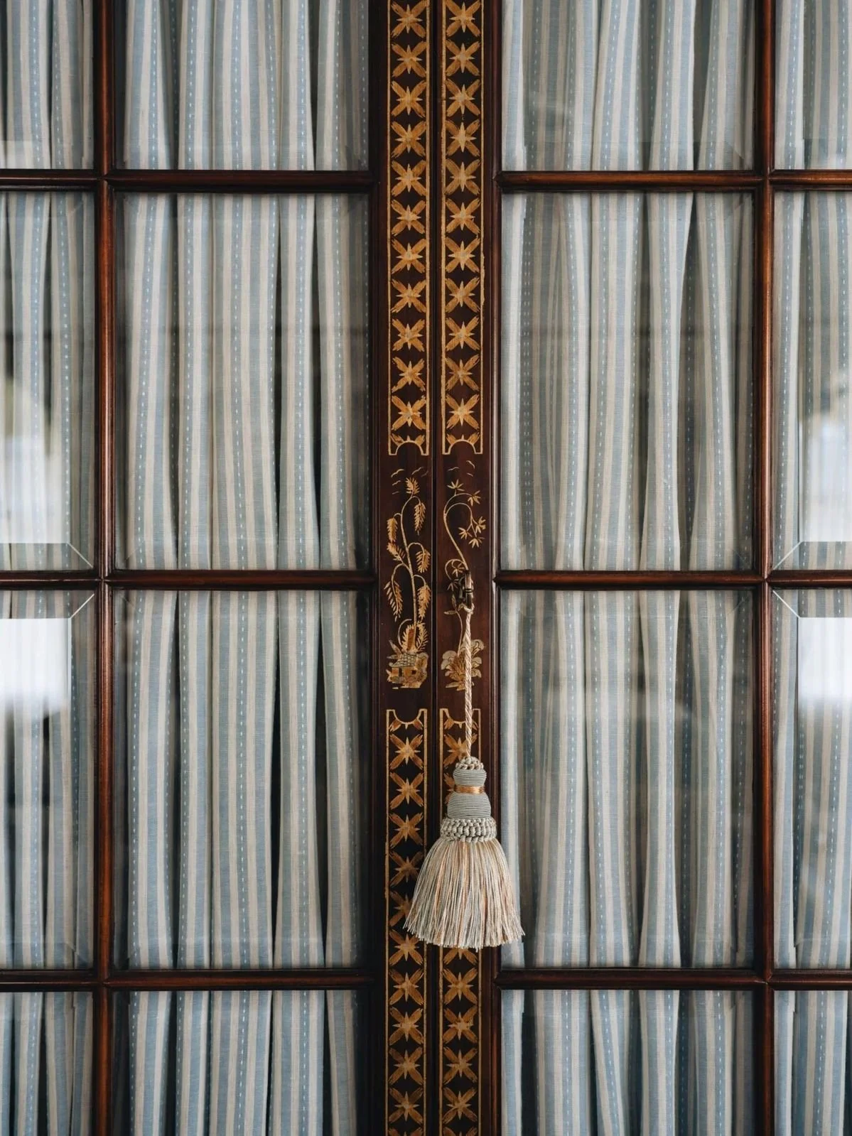 Elegant Drapery Detail in a Luxury Master Bedroom