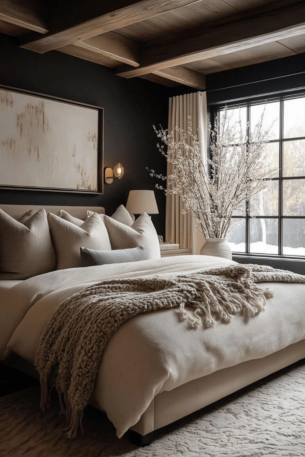 Warm Modern Luxury Master Bedroom with Textured Layers