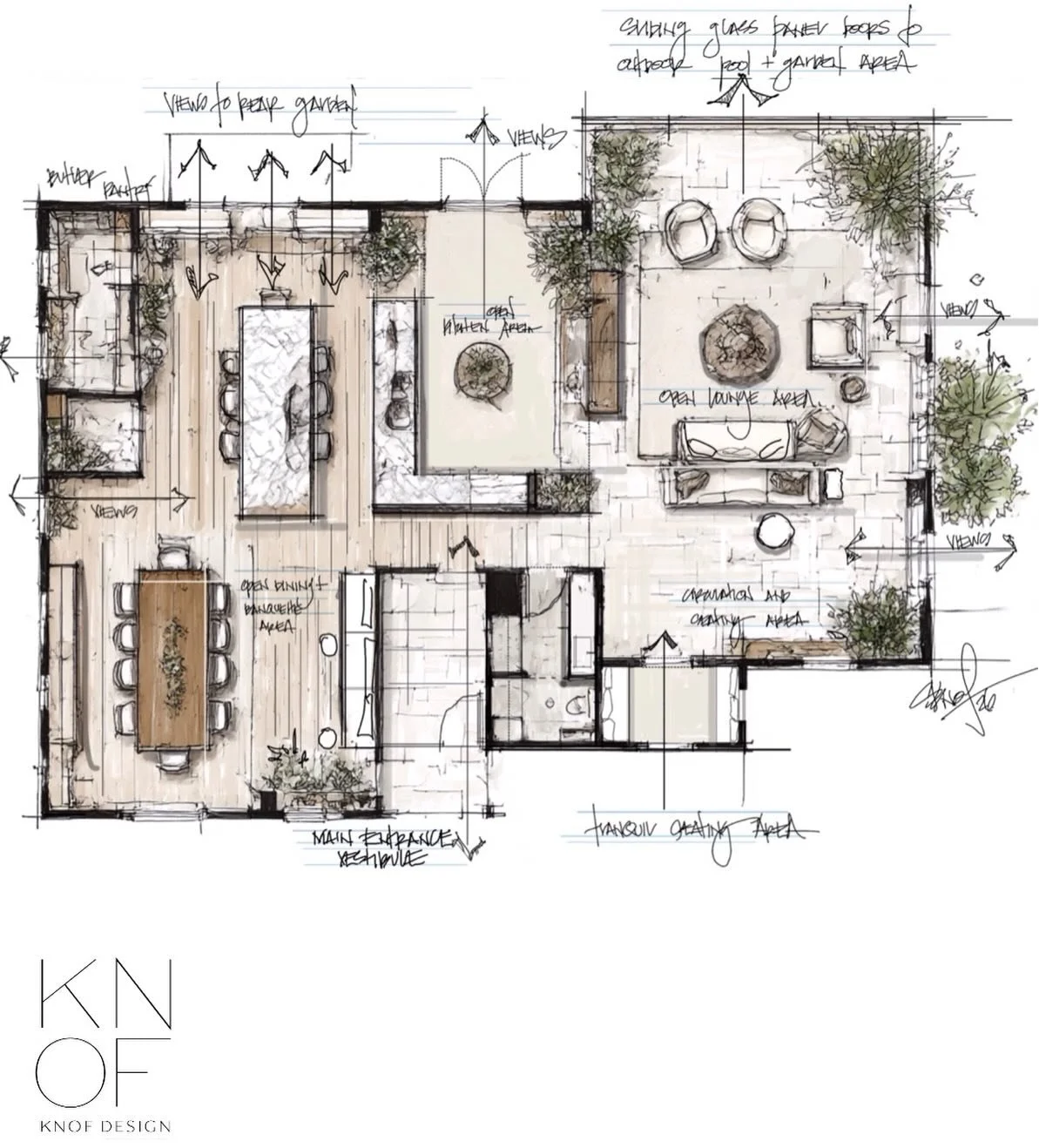 SUNDAY SKETCH ✍🏼 | Laying the groundwork for a beautiful project starts with preliminary planning. Spatial arrangements, materials, light and flow come together to create harmony. @knofdesign