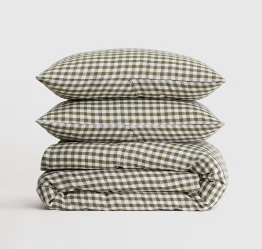 European Linen Gingham Duvet Cover Set
