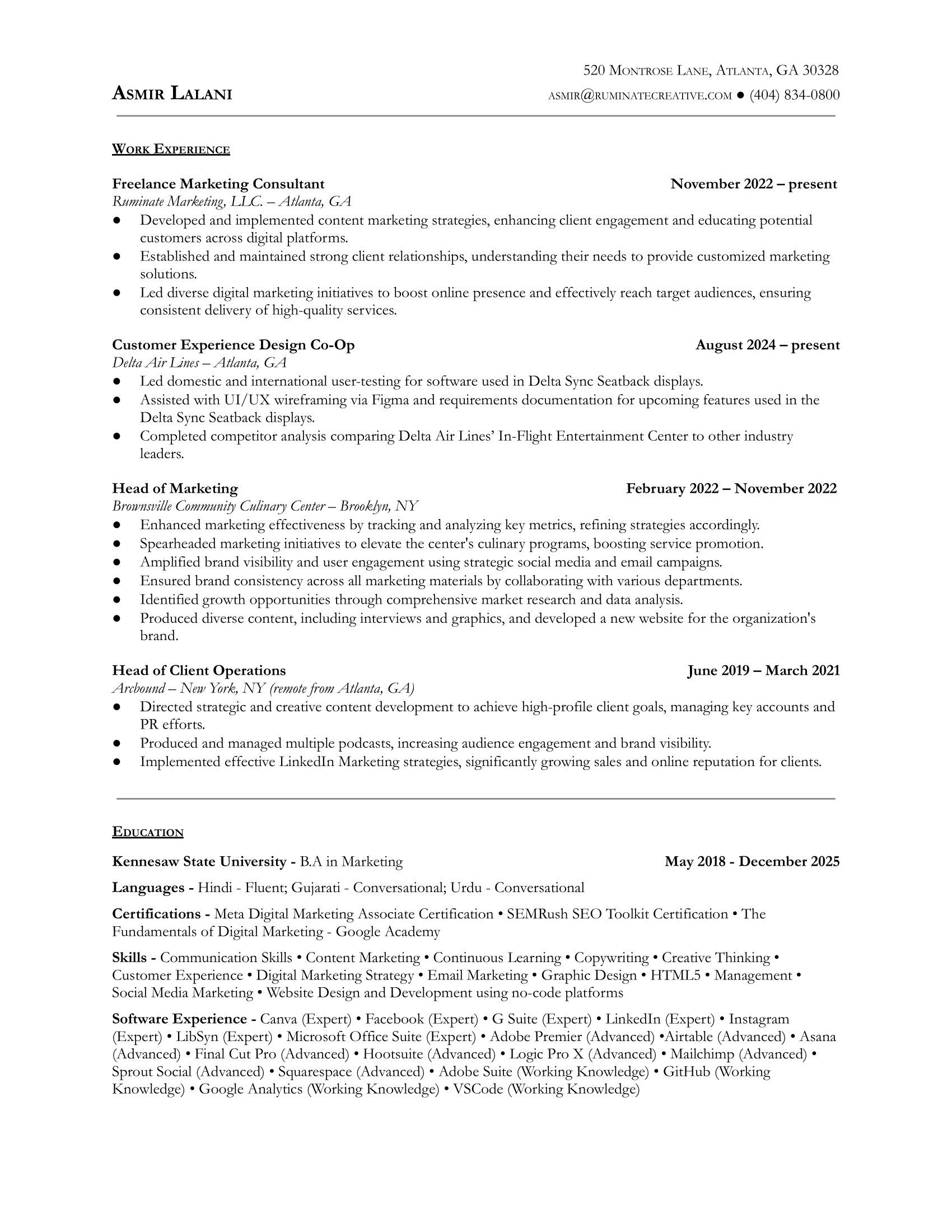 A picture of Asmir's Resume