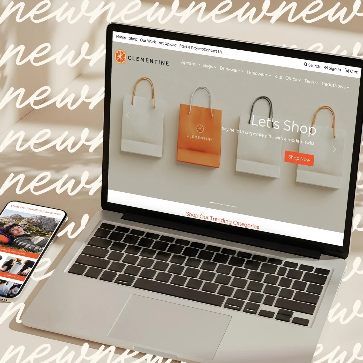 Our shop is officially live🍊 Use it as inspiration, featuring name-brand products customized to your brand. Link in bio to explore!