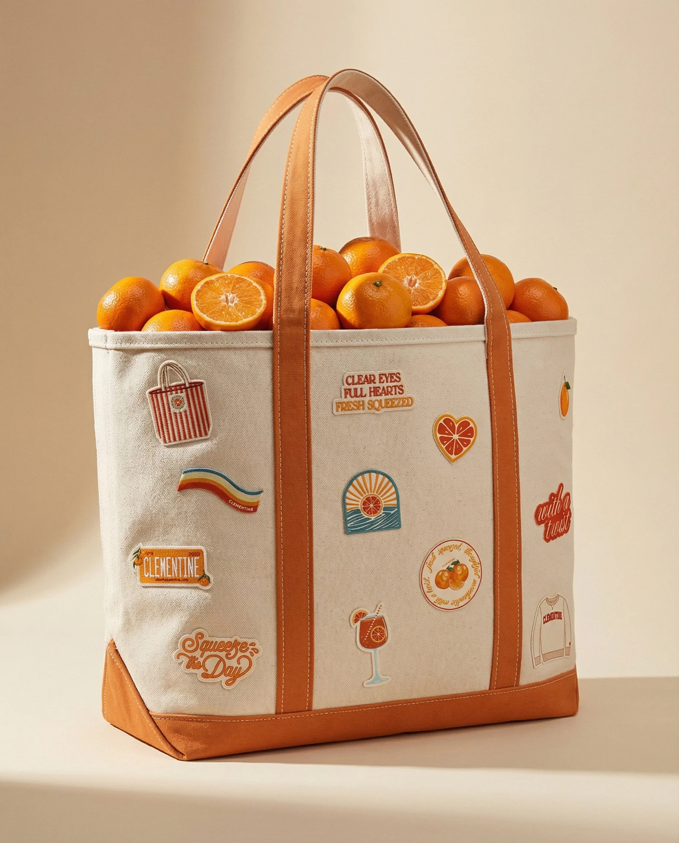 Merch that feels collected over time. Personal, playful, a little nostalgic, and impossible not to carry everywhere all summer long. One tote. A dozen little brand moments 🍊 

#madebyclementine #createdbyclementine