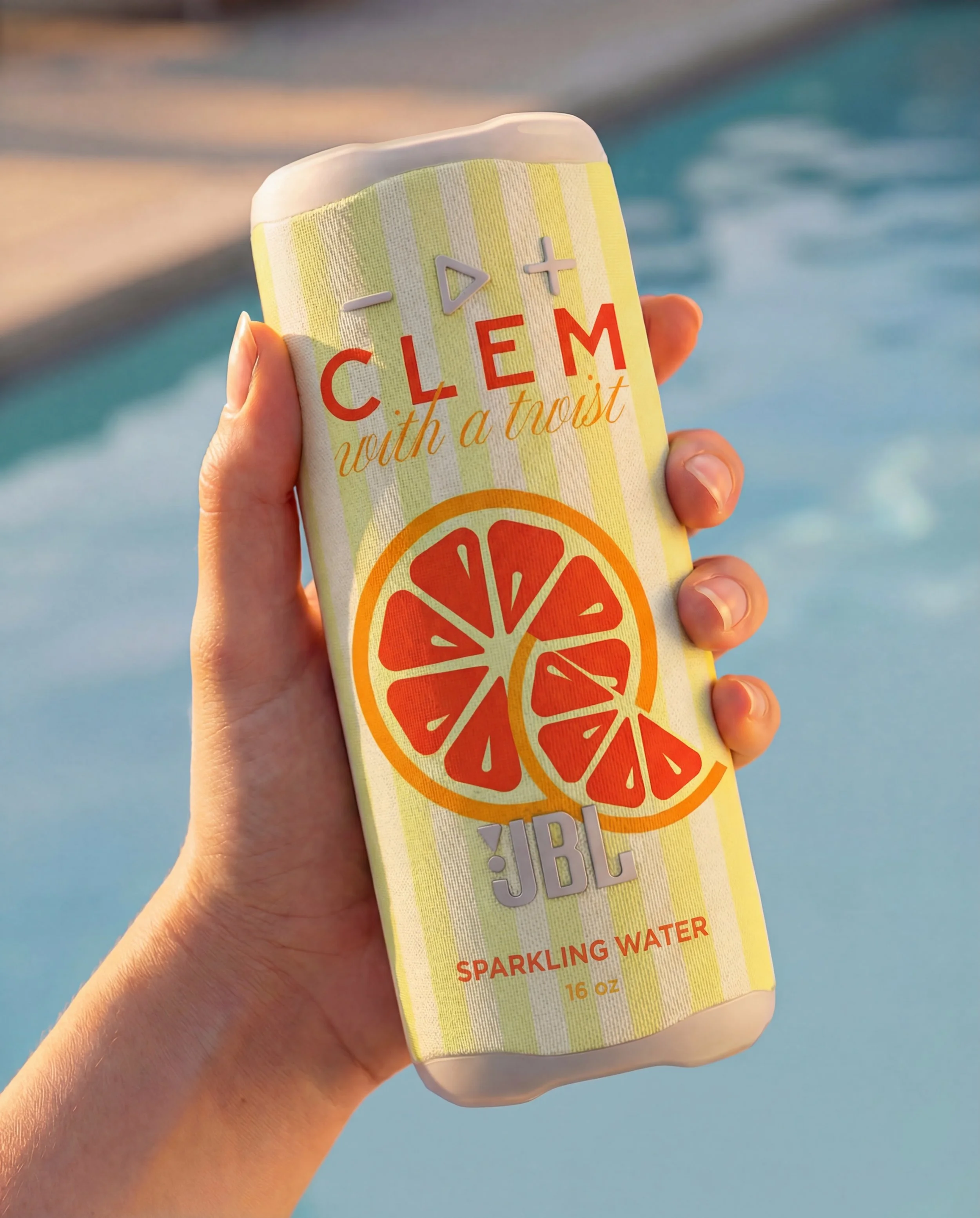Poolside playlist: loaded. 

We&rsquo;re loving this custom JBL speaker with a twist 🍊

#SummerSwag #BrandedMerch #ClementinePromotions #CreatedbyClementine #MadebyClementine