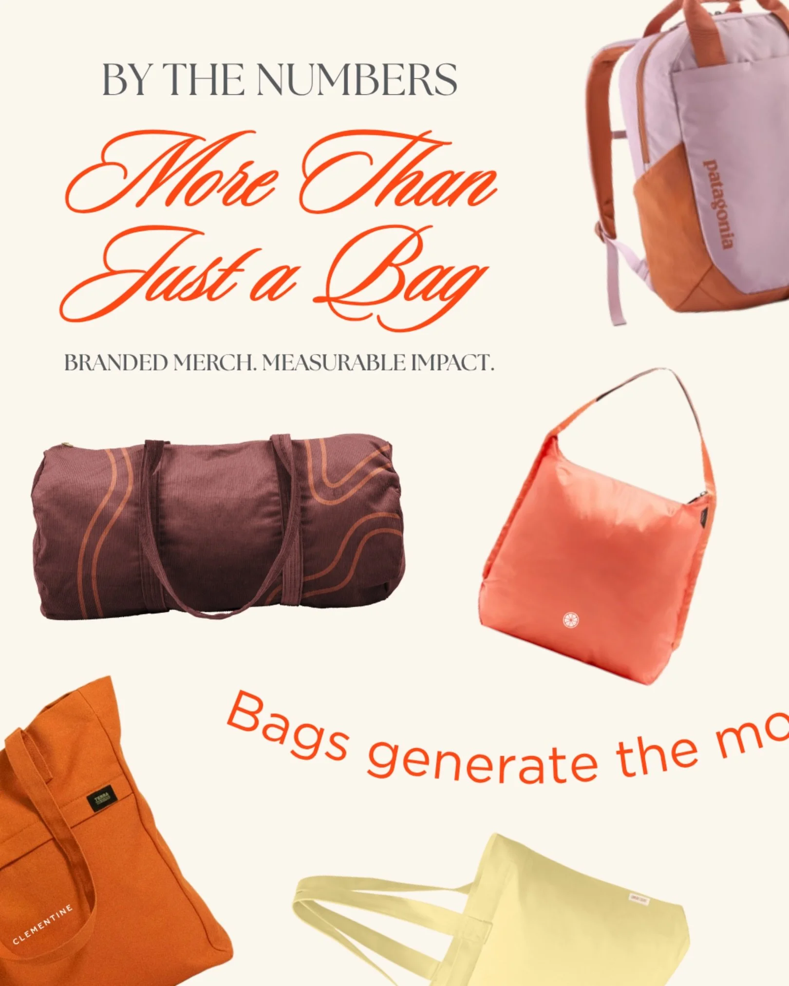 A bag gets around. From the office to the grocery store to weekend plans, it&rsquo;s putting your brand in front of people long after the event is over. Branded bags average 5,700 lifetime impressions. Not bad for something people carry every day. 👜