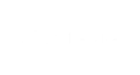 Uniphor logo with a stylized hexagonal symbol on a black background