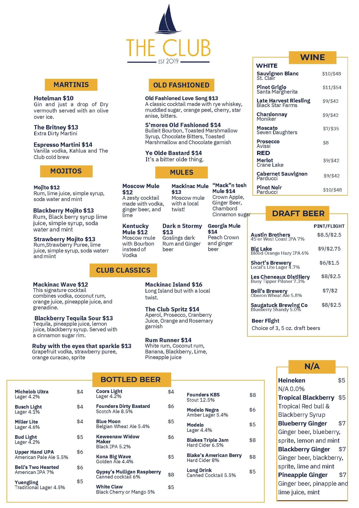 Menu — The Club