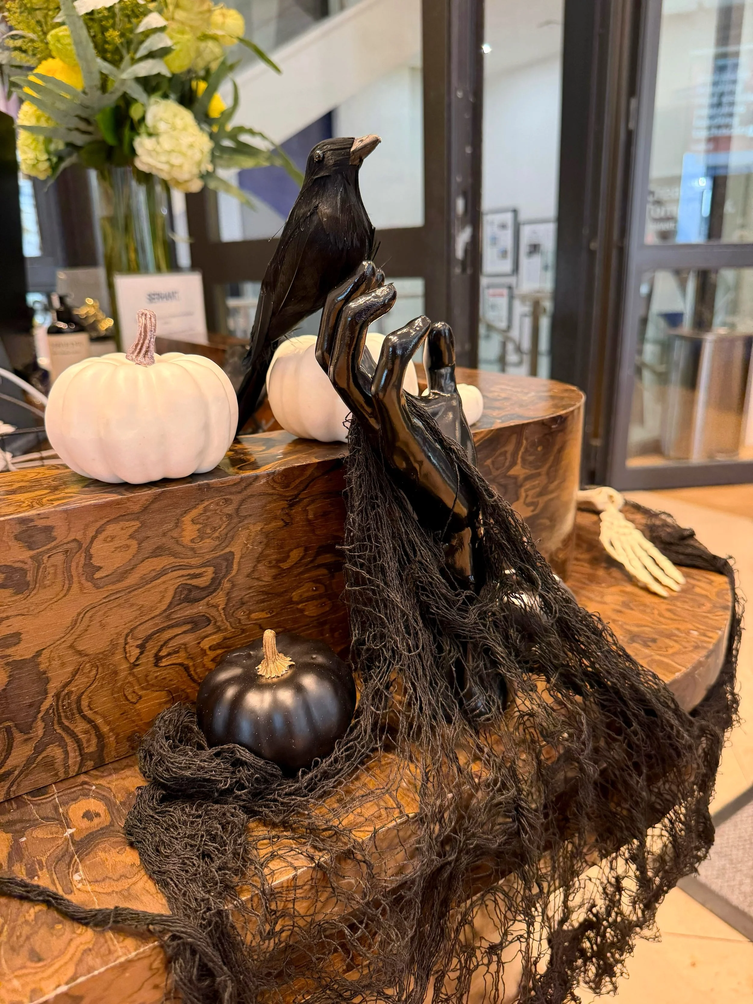 New to our inventory this year: CROWS! 🐦&zwj;⬛🖤 

And we are literally OBSESSED with them! 
They were able to add the perfect dramatic Upper West Side touch to our Halloween designs🌚

#halloweendecor2026 #officemakeover #halloweenevent2027 #hallow