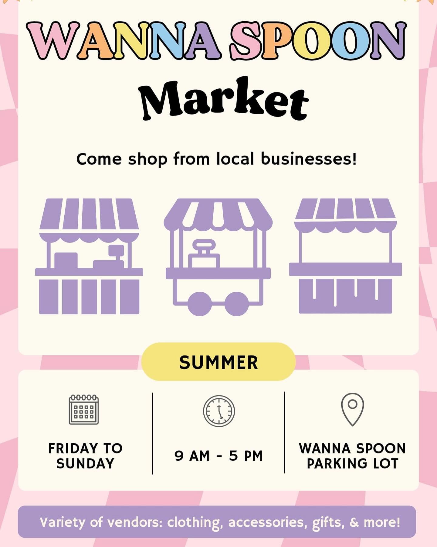 🥄 Get ready to spoon up some local flavor! Introducing Wanna Spoon Markets! Join us in our parking lot every weekend for a delightful mix of vendors and goodies. Don&rsquo;t miss out on the Insta story fun &ndash; we&rsquo;ll be tagging all the must