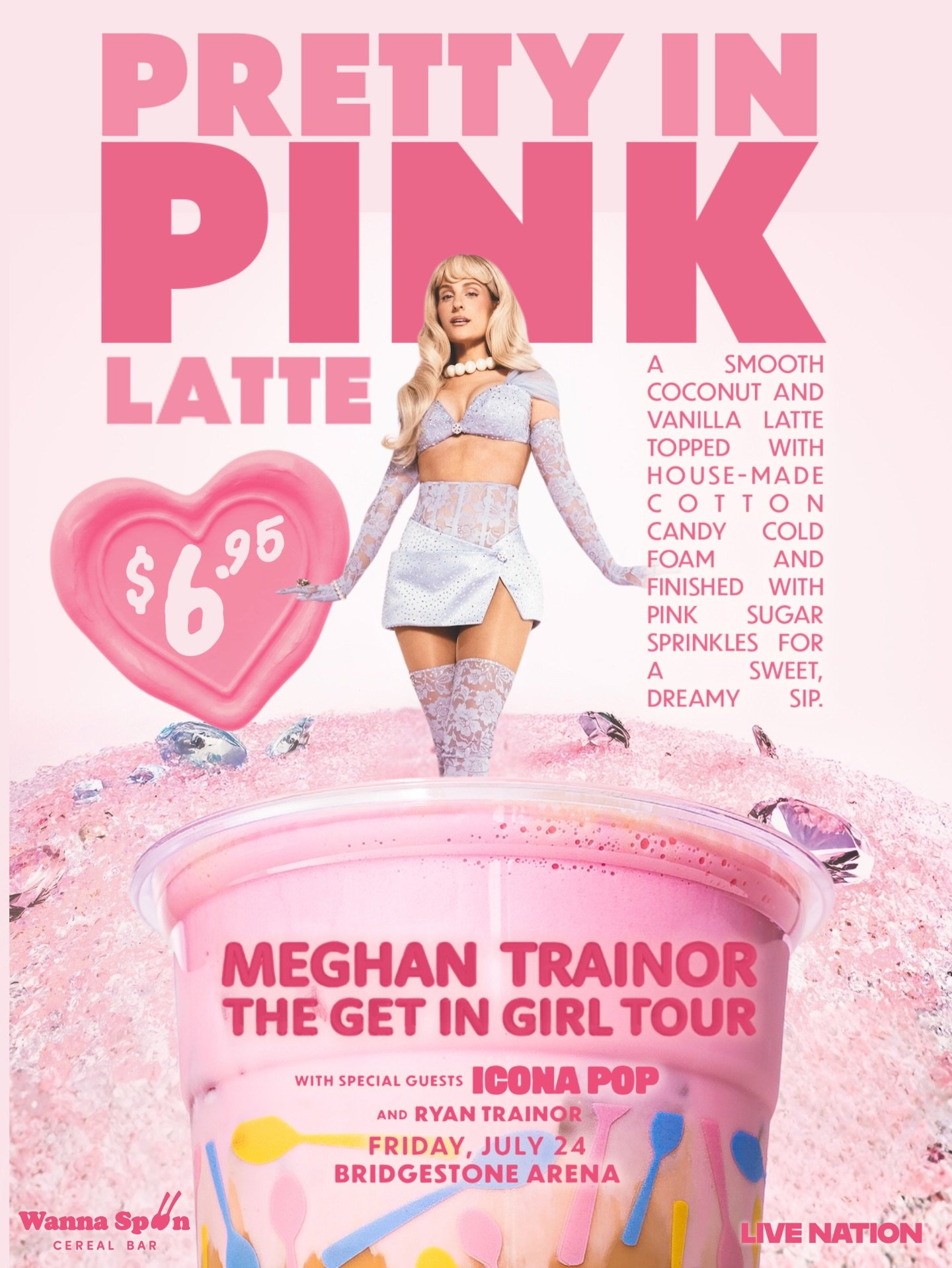 Pretty in Pink 💖☁️

Coconut, vanilla, and a cotton candy cold foam that&rsquo;s almost too cute to drink&hellip; almost ✨

Inspired by @meghantrainor &rsquo;s The Get In Girl Tour at Bridgestone Arena on Friday, July 24 with @iconapop and @ryan.trai