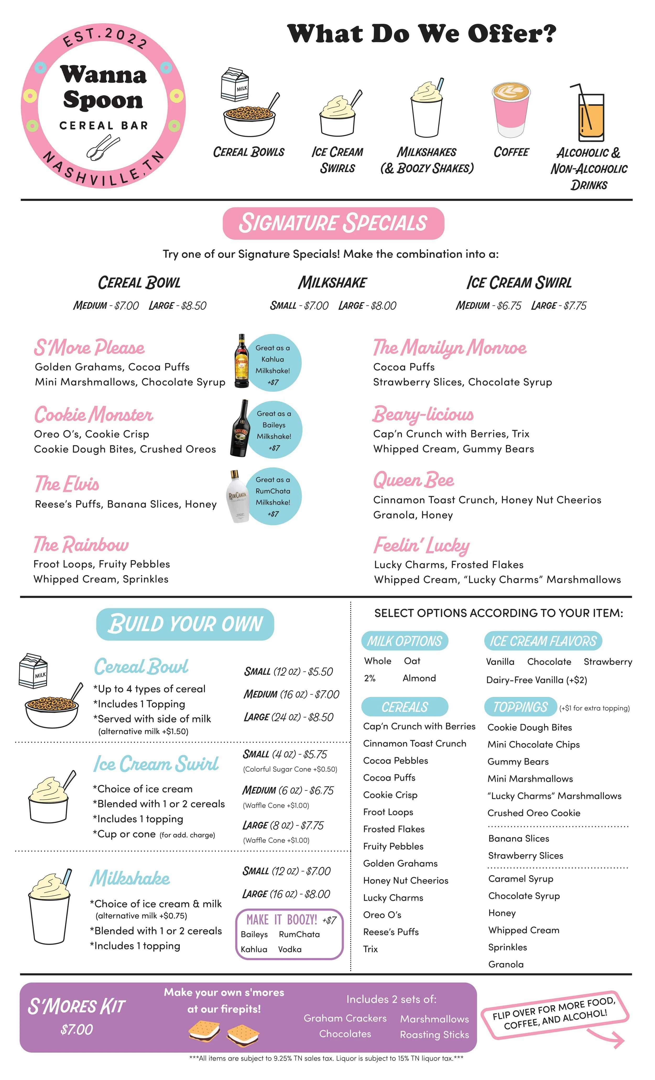 Windsnap Menu Menu 1 — Wanna Spoon Cereal Bar