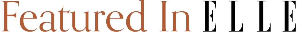 Text that reads "Featured In Elle" in large, stylized font.