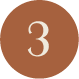 Brown circle with the number 3 in white at the center