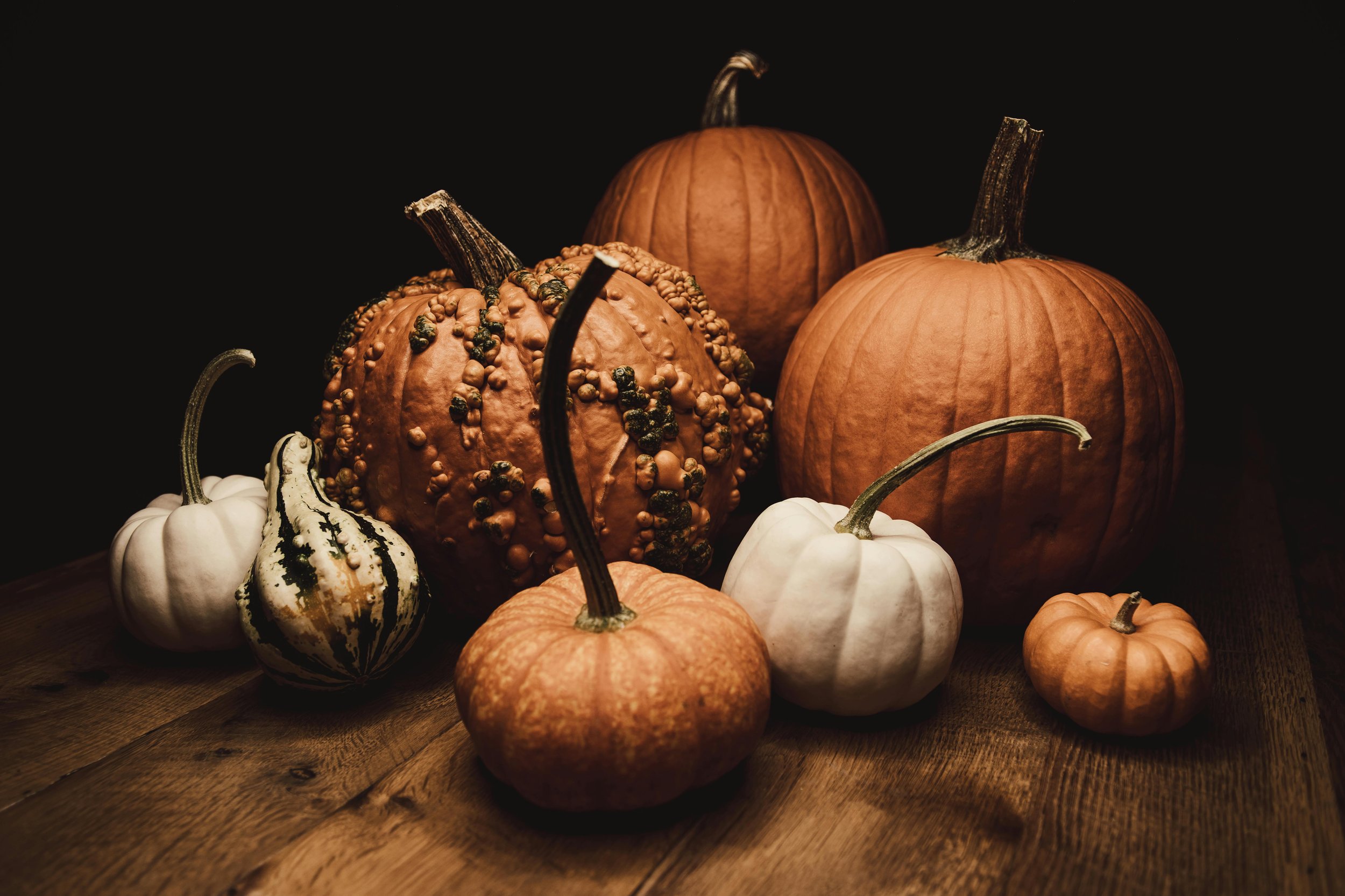 Array of pumpkins with imperfections