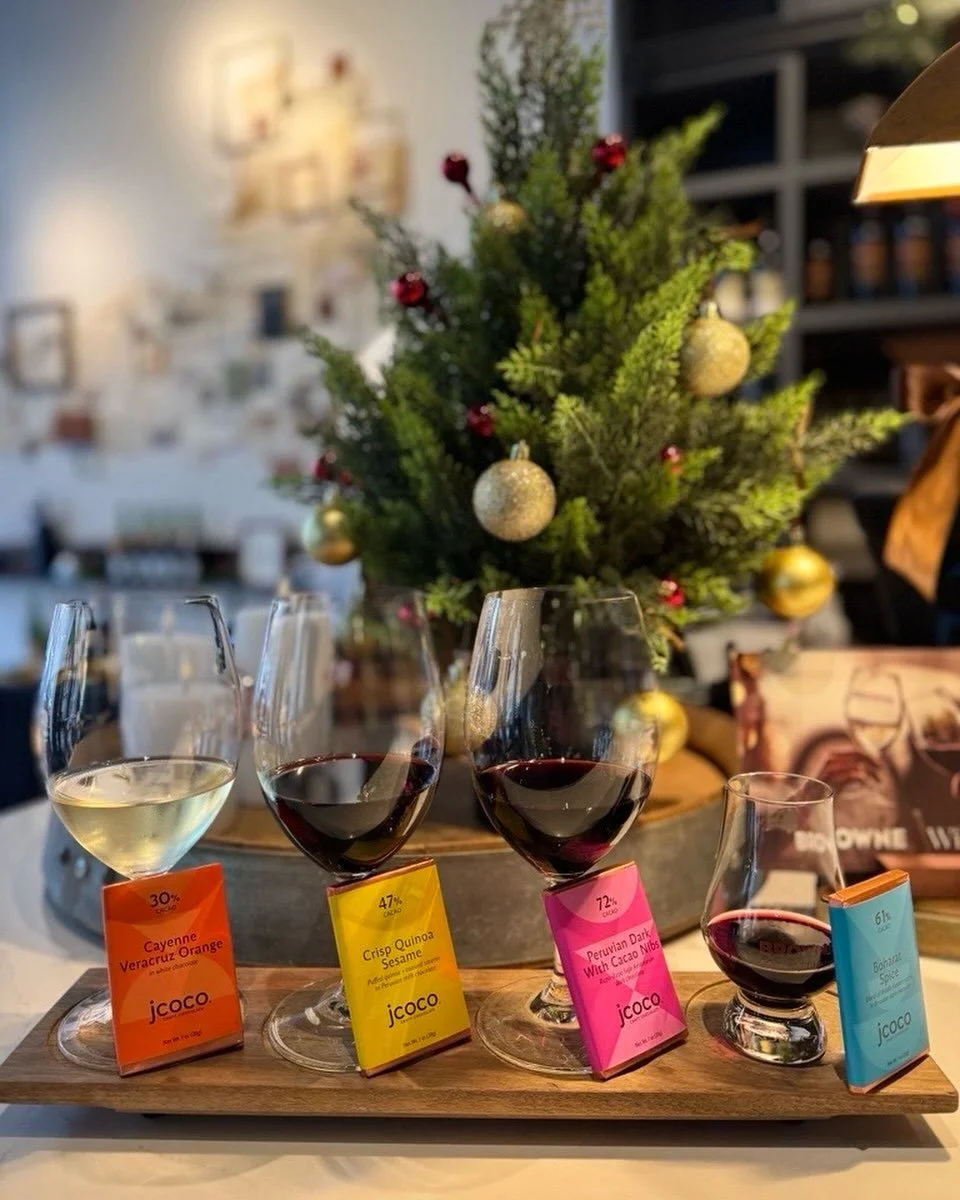 🎄🍷BROWNE FAMILY VINEYARDS X JCOCO GIVEAWAY🍫🍷&nbsp;To get into the holiday spirit, we&rsquo;re gifting ✨THREE✨&nbsp;lucky winners a curated tasting experience for two at the Browne Family Vineyards Pioneer Square location, perfectly paired with aw
