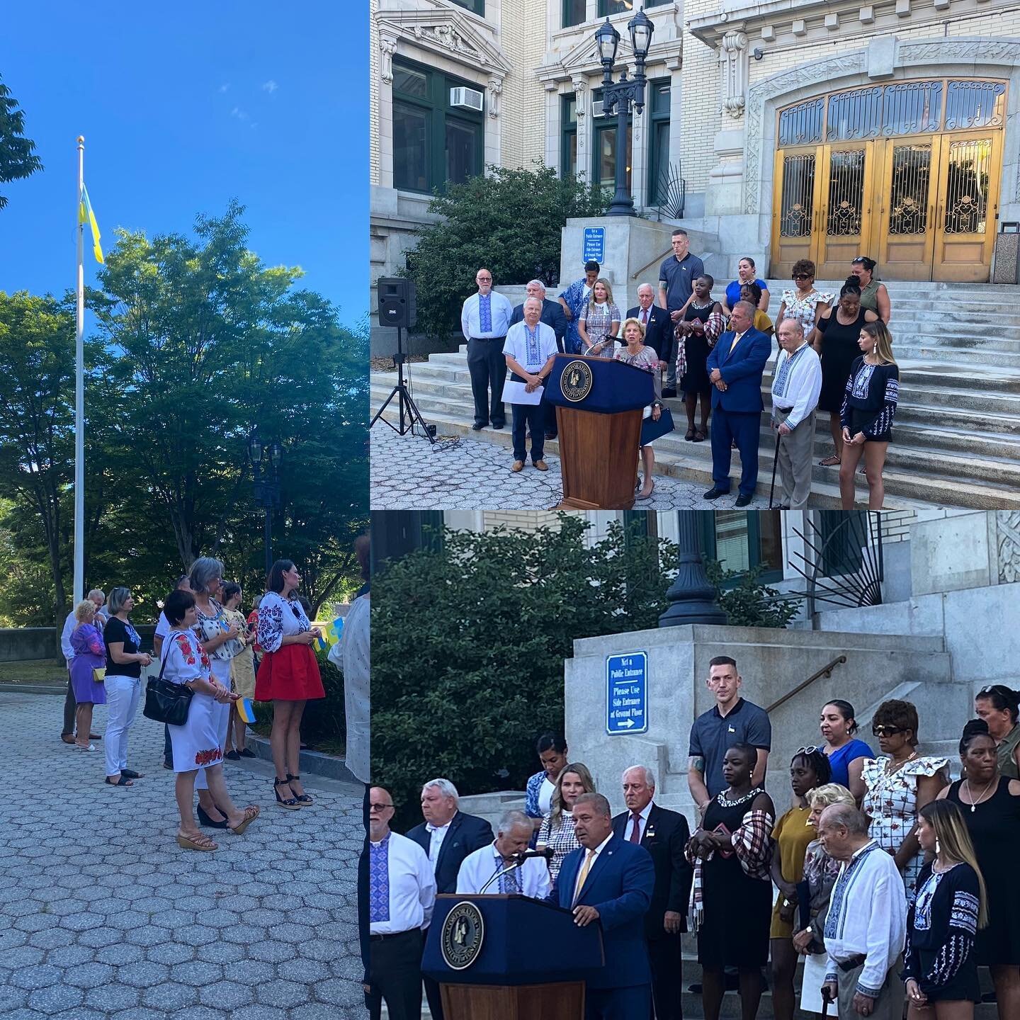 Flag raising at @cityofyonkers with @mayormikespano