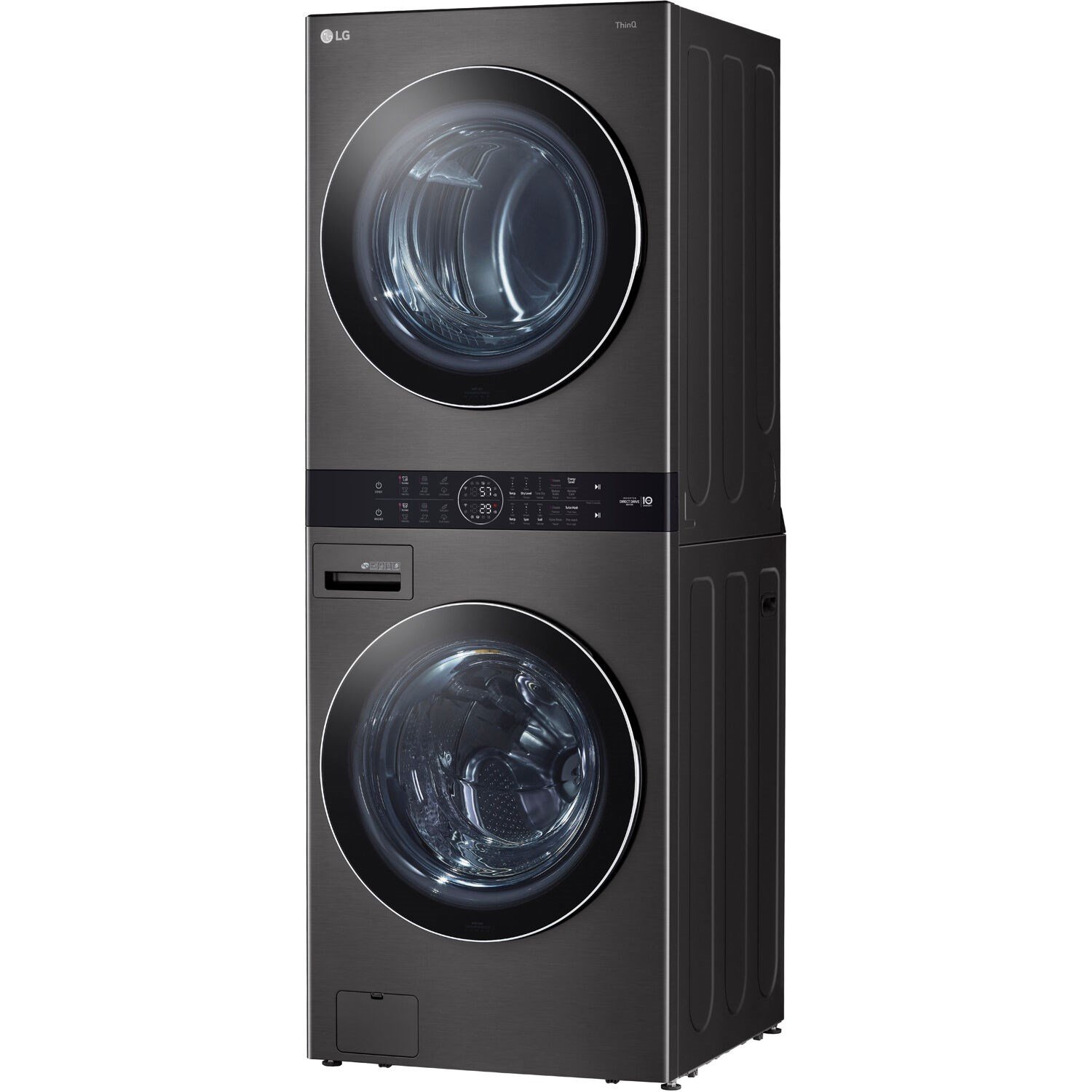 LG/WKEX200HBA 4.5 CF / 7.4 CF Electric Washtower with Center Control - Black Steel