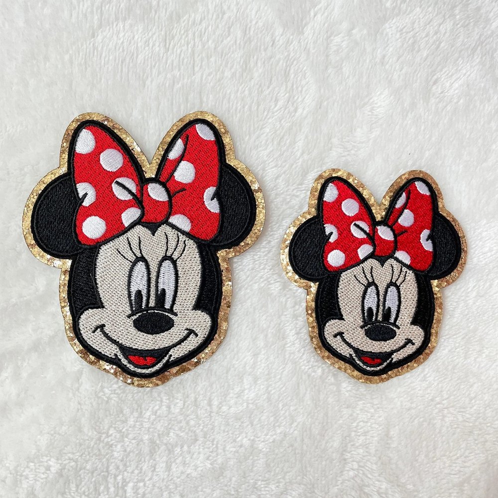 Gold Glitter Edge Mouse Head Patches — Best Day Ever